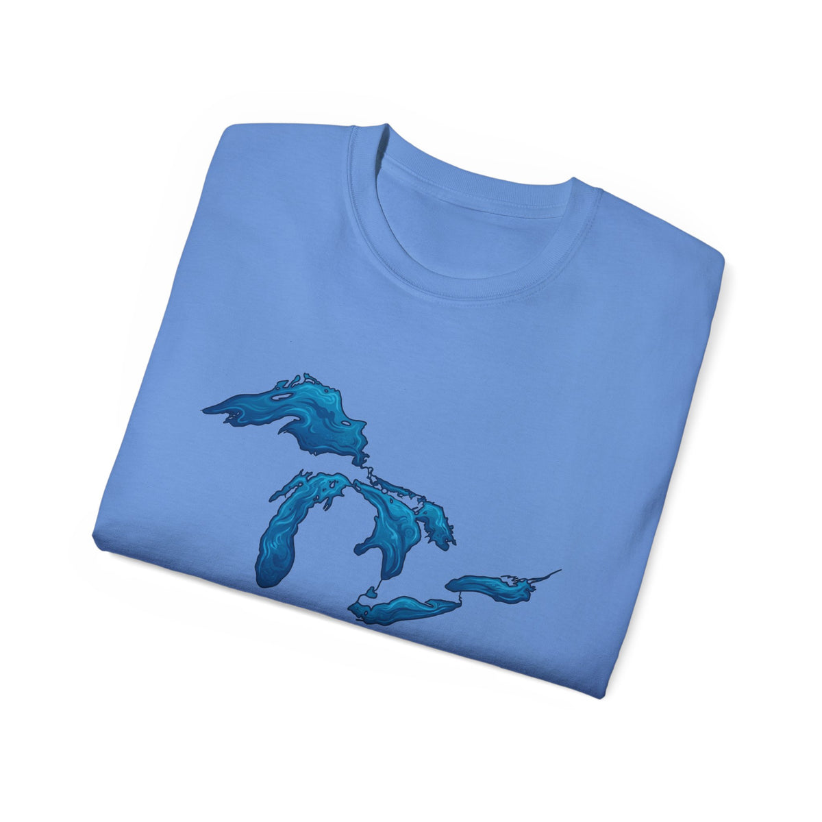 Great Lakes Map T-Shirt — Blue Michigan & Lakes Graphic Tee