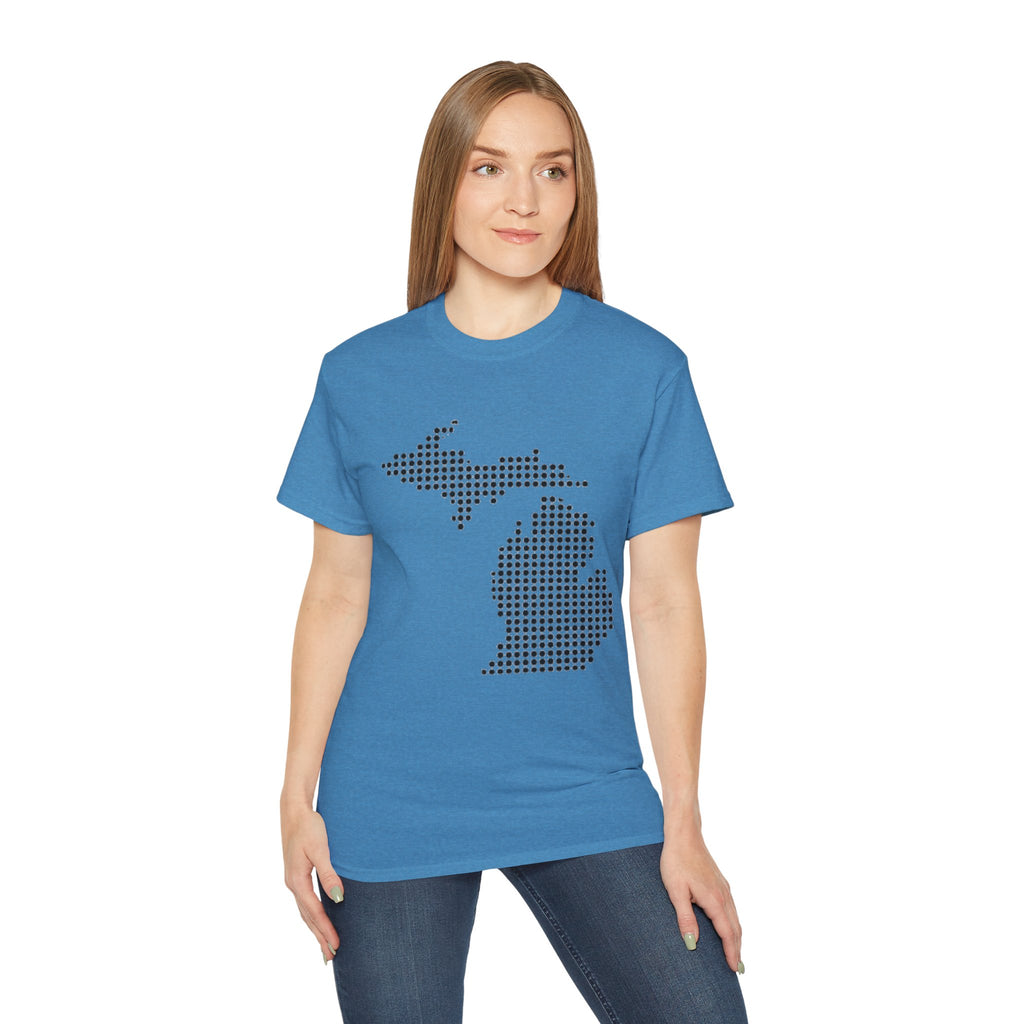 Michigan Dot Map T-Shirt — Minimal State Map Tee for Michiganders