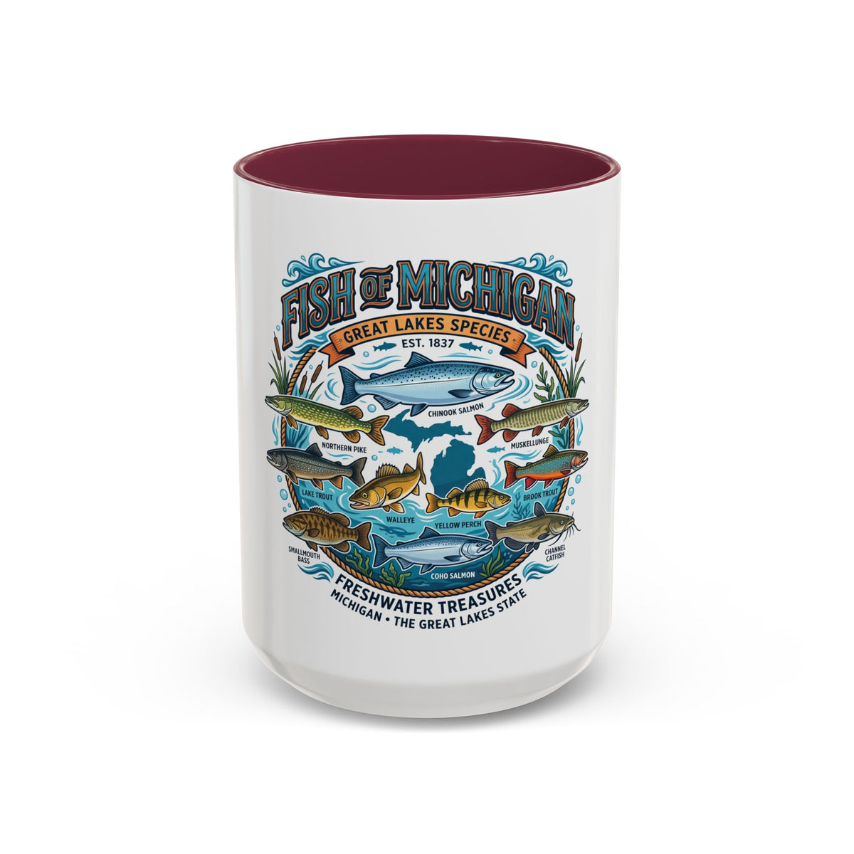 Fish of Michigan Mug — Great Lakes Freshwater Fish Illustration (11oz & 15oz)