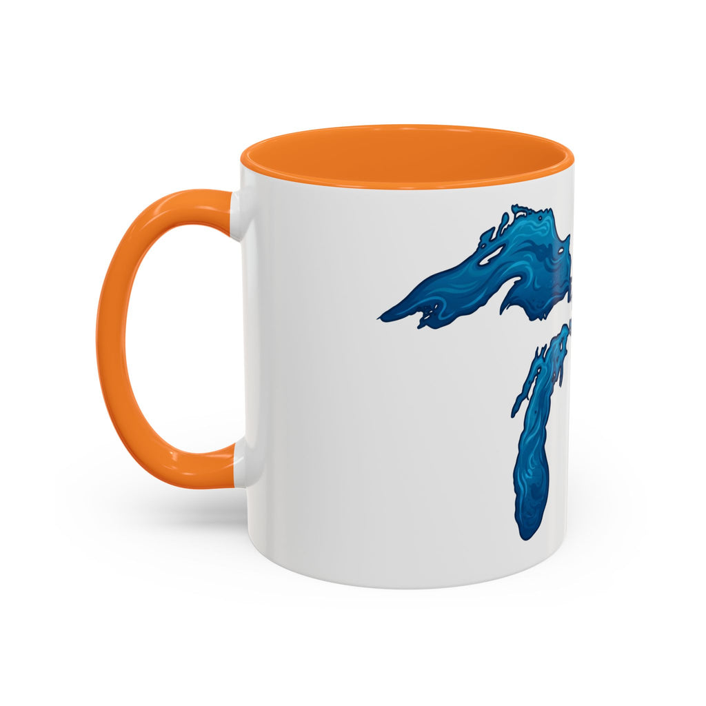 Great Lakes Blue Map Mug — Artistic Lake Michigan & Superior Coffee Cup (11oz/15oz)