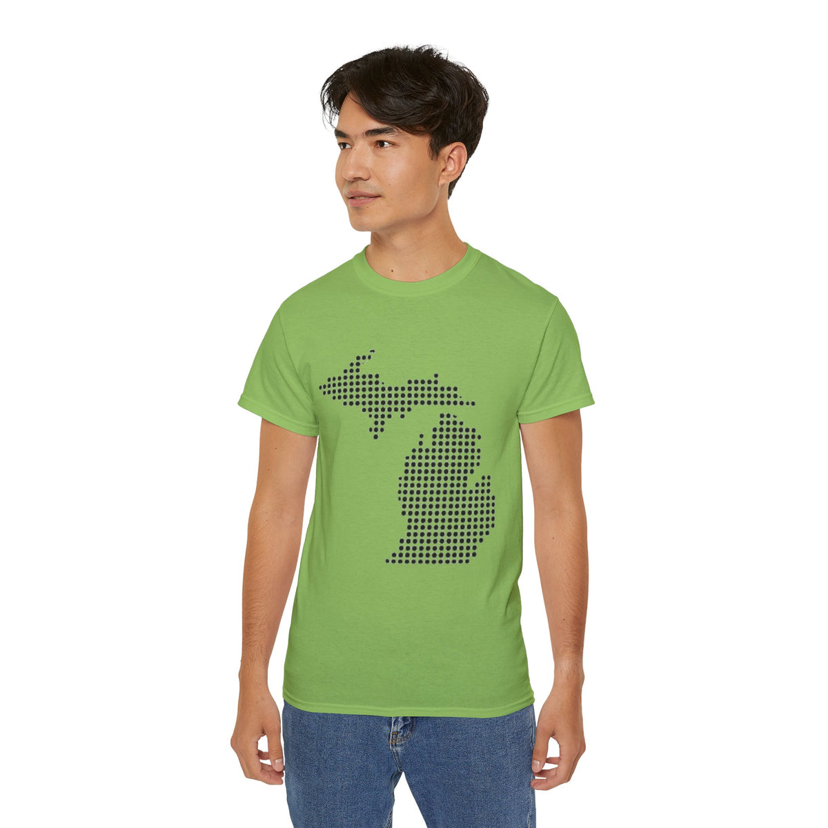 Michigan Dot Map T-Shirt — Minimal State Map Tee for Michiganders