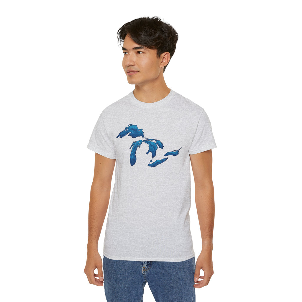 Great Lakes Map T-Shirt — Stylized Blue Lakes Tee