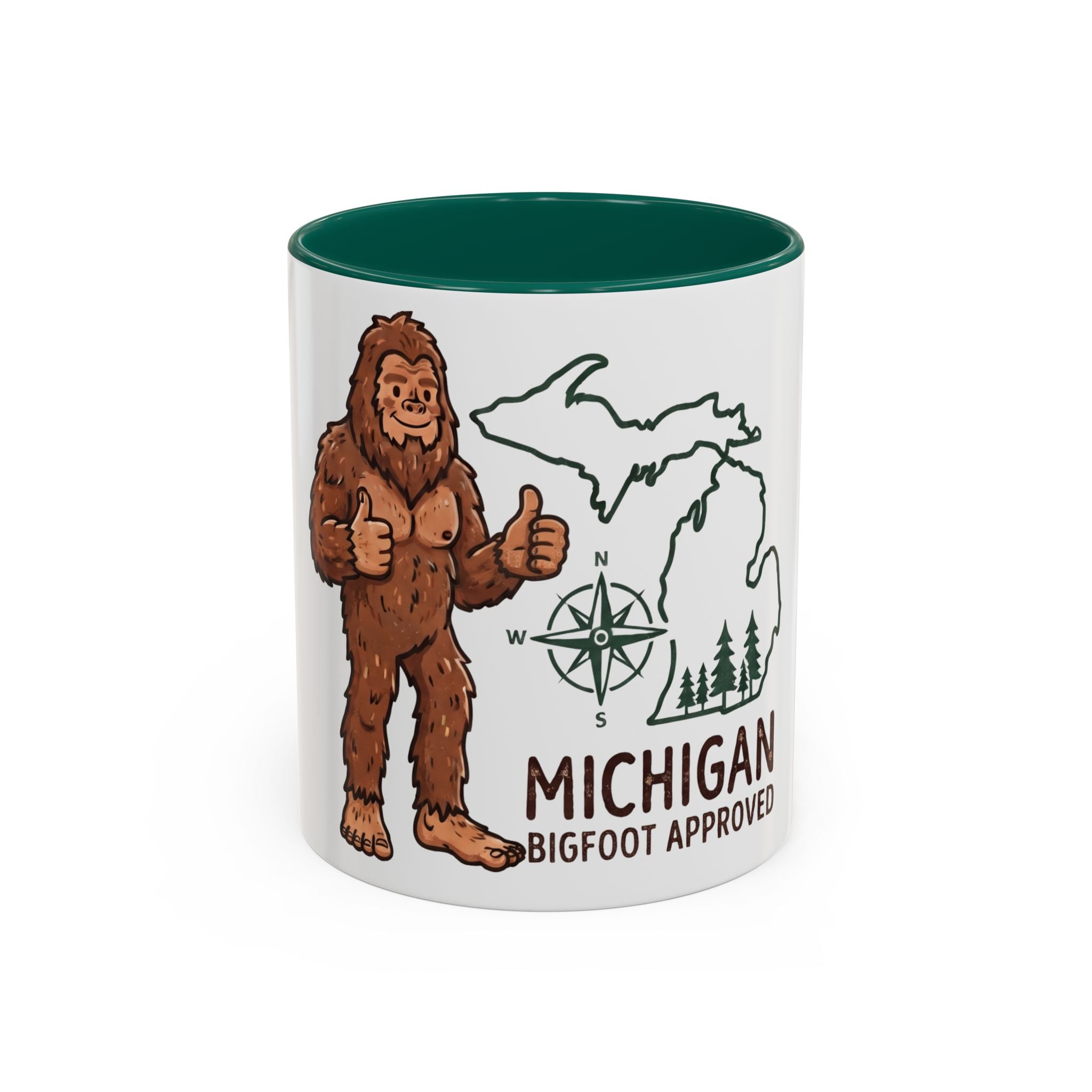 Michigan Bigfoot Approved Coffee Mug — Colorful 11oz/15oz Travel & Camping Gift