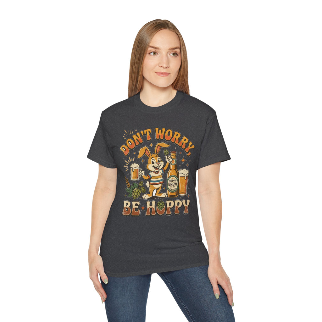 Be Hoppy Beer Bunny T-Shirt — Don’t Worry Be Hoppy Easter Brewery Tee