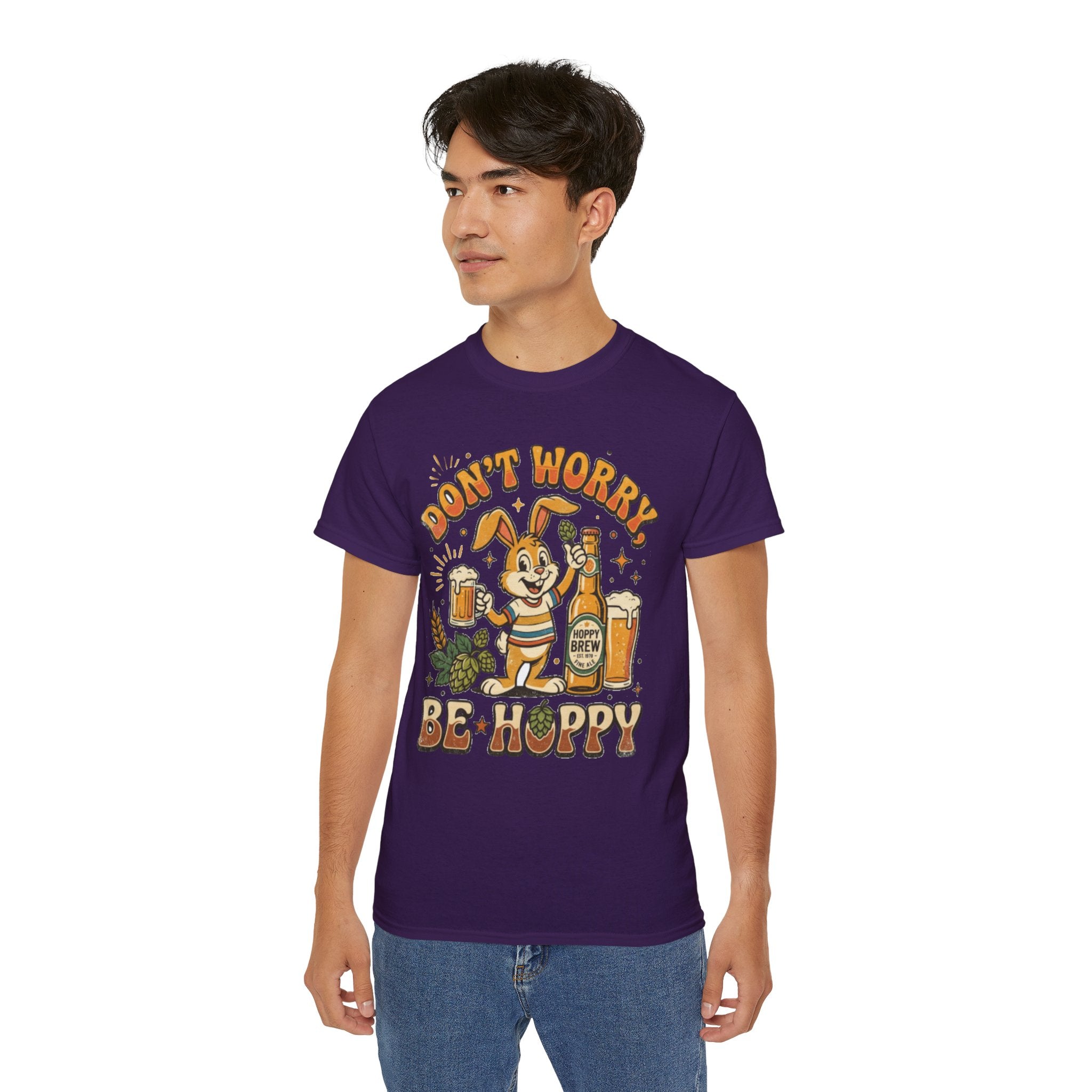 Be Hoppy Beer Bunny T-Shirt — Don’t Worry Be Hoppy Easter Brewery Tee