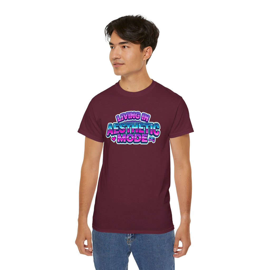 "Living in Aesthetic Mode" Retro Vaporwave Graphic Tee
