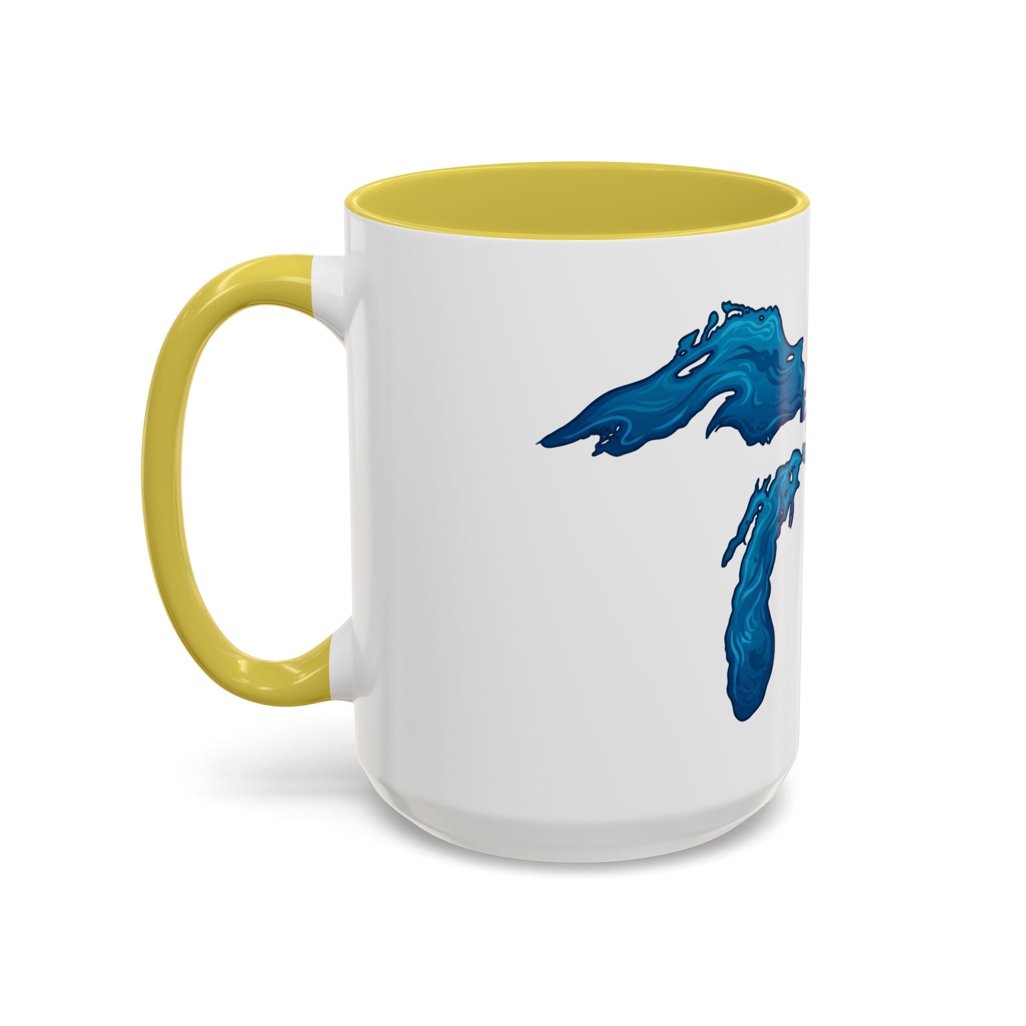 Great Lakes Blue Map Mug — Artistic Lake Michigan & Superior Coffee Cup (11oz/15oz)
