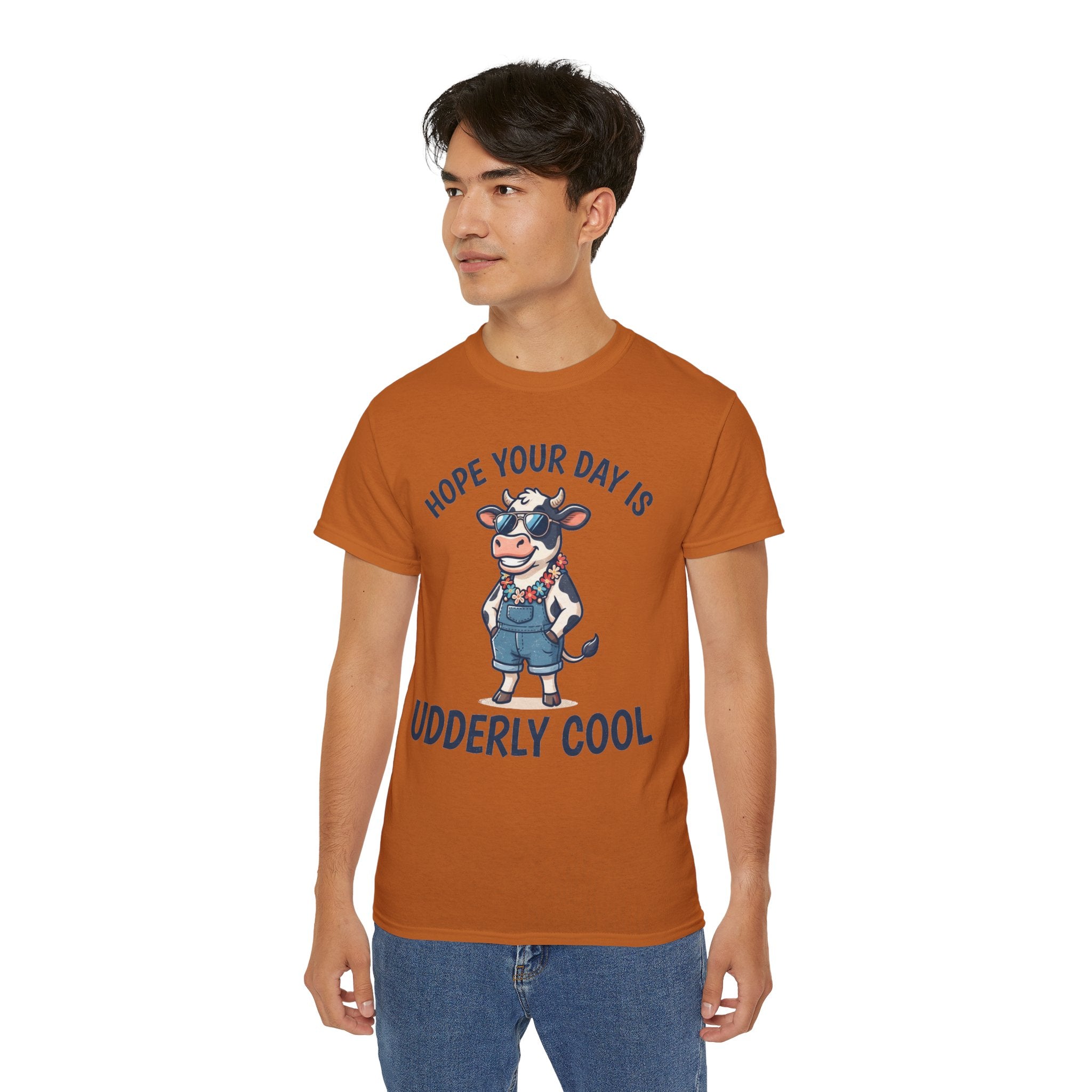 Udderly Cool Cow Graphic Tee — "Hope Your Day Is Udderly Cool" Funny Farm T-Shirt