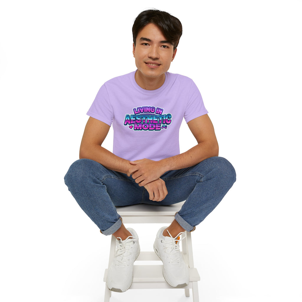 "Living in Aesthetic Mode" Retro Vaporwave Graphic Tee