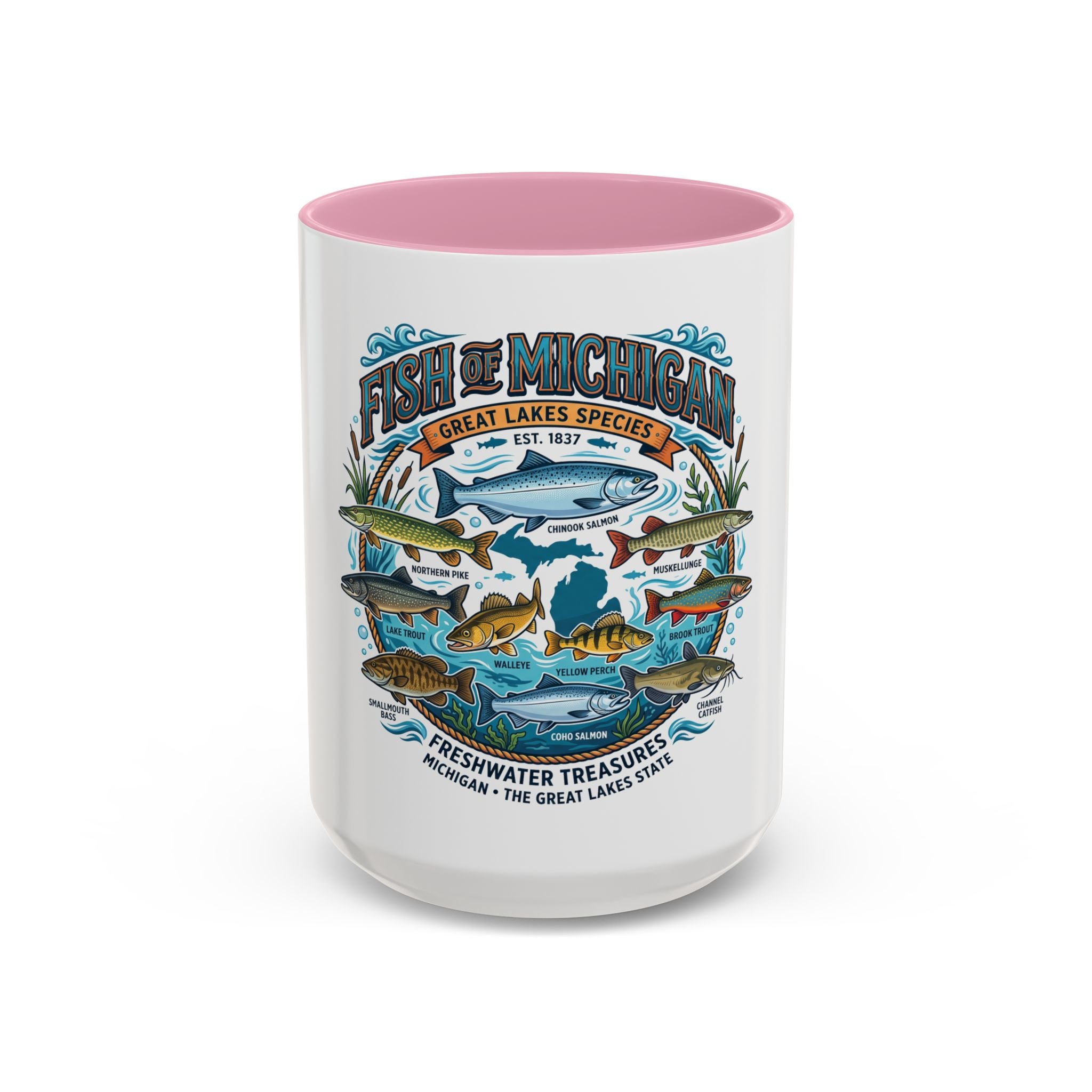 Fish of Michigan Mug — Great Lakes Freshwater Fish Illustration (11oz & 15oz)
