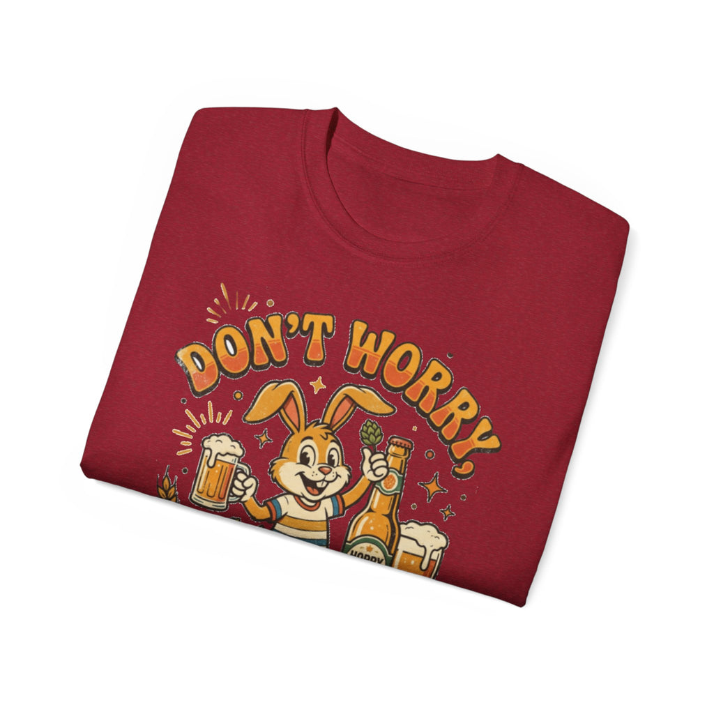 Be Hoppy Beer Bunny T-Shirt — Don’t Worry Be Hoppy Easter Brewery Tee