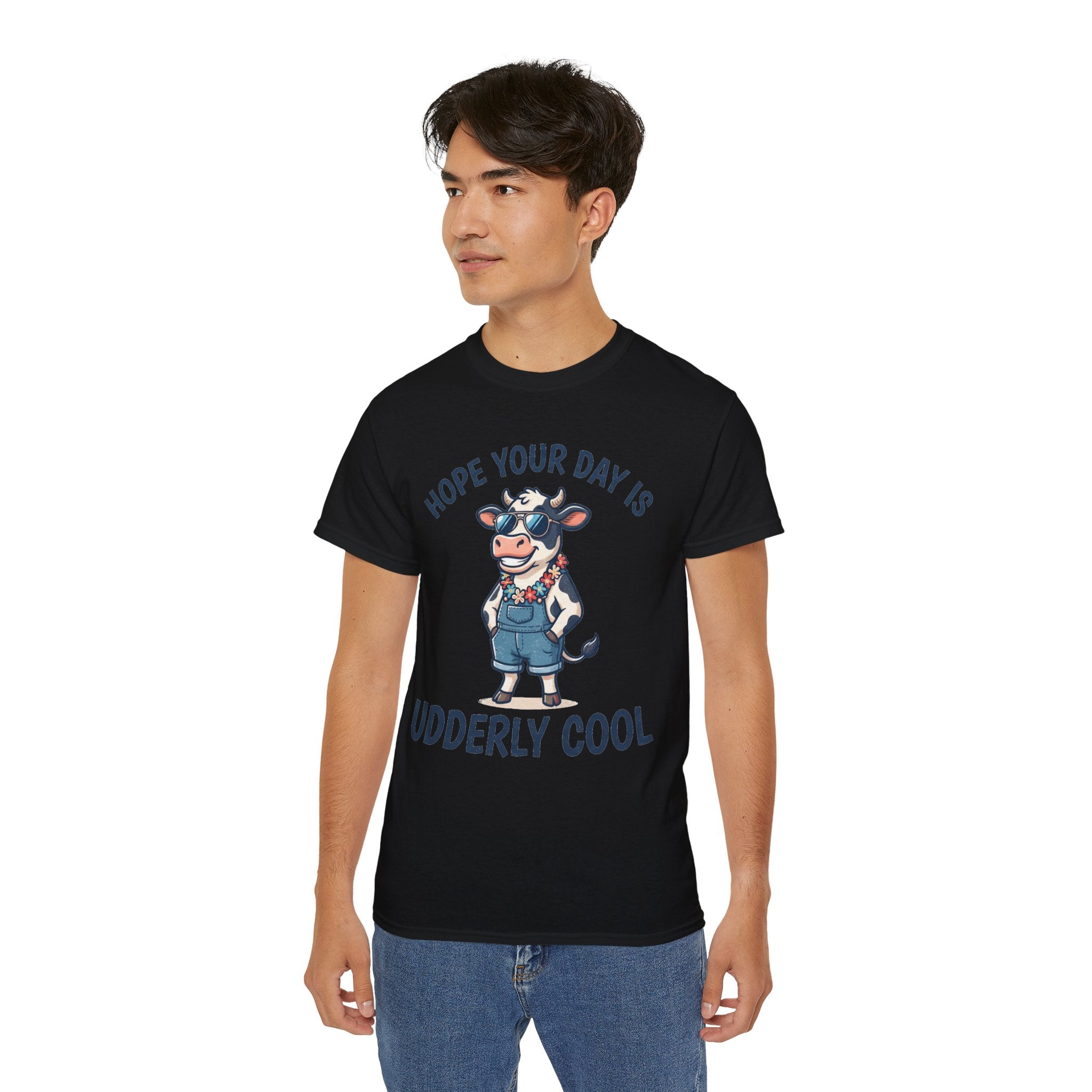Udderly Cool Cow Graphic Tee — "Hope Your Day Is Udderly Cool" Funny Farm T-Shirt
