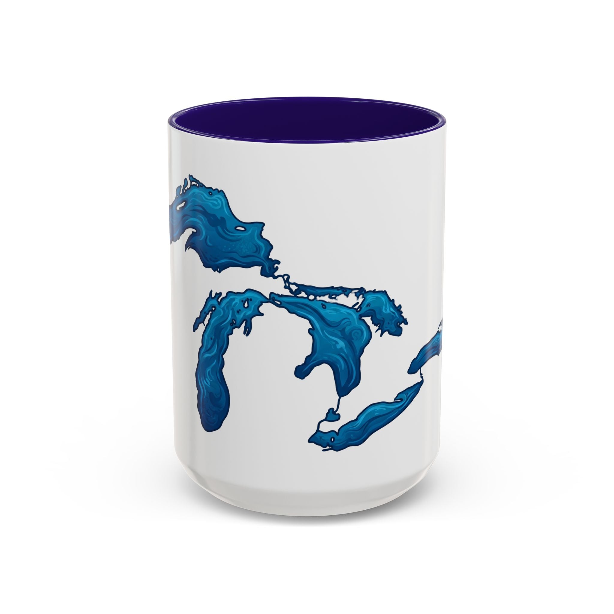 Great Lakes Blue Map Mug — Artistic Lake Michigan & Superior Coffee Cup (11oz/15oz)