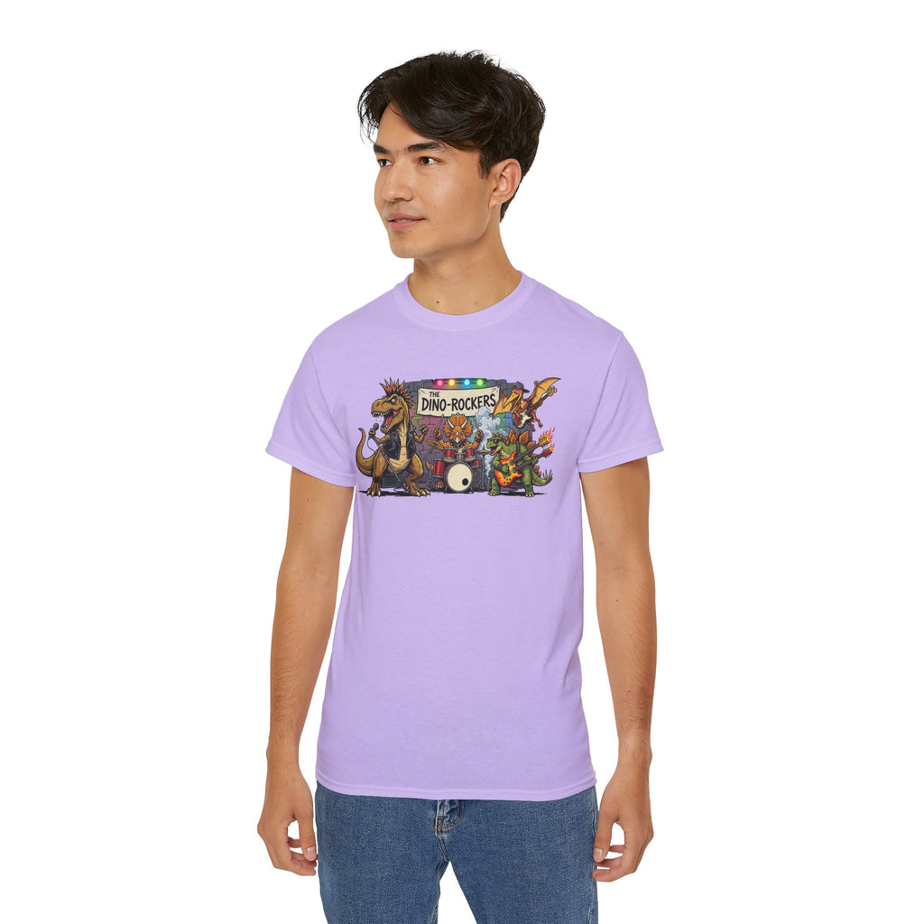 Dino Rockers T-Shirt – Retro Dinosaur Band Graphic Tee