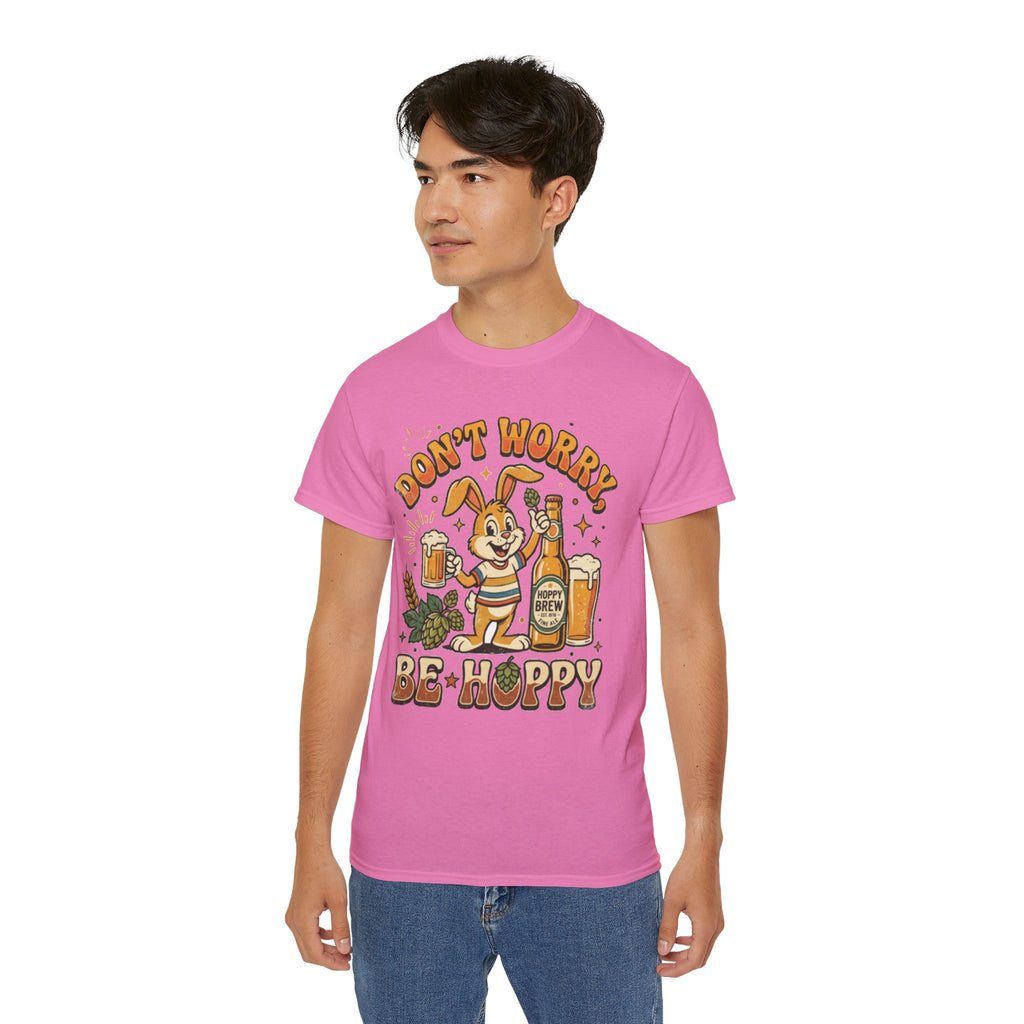 Be Hoppy Beer Bunny T-Shirt — Don’t Worry Be Hoppy Easter Brewery Tee