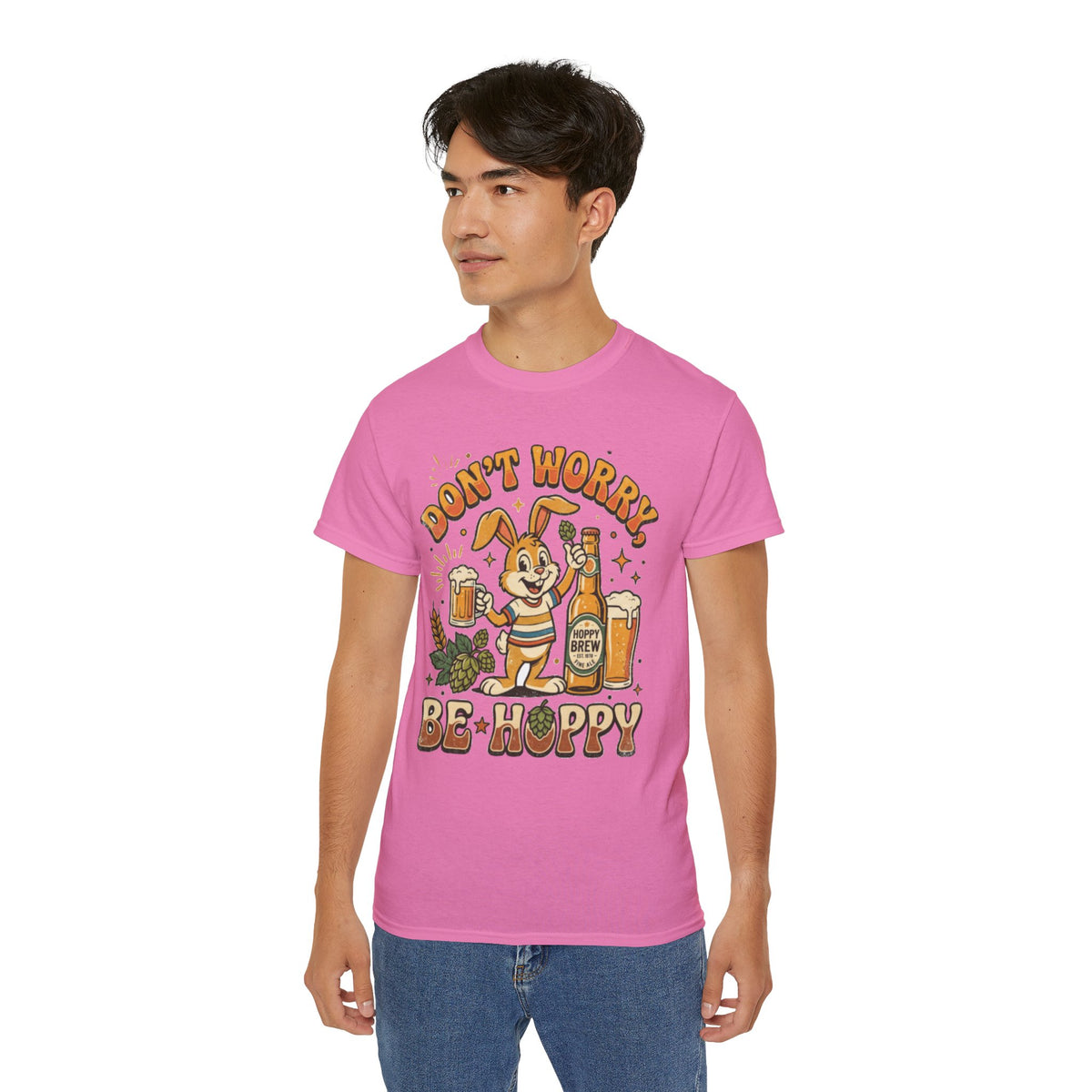 Be Hoppy Beer Bunny T-Shirt — Don’t Worry Be Hoppy Easter Brewery Tee