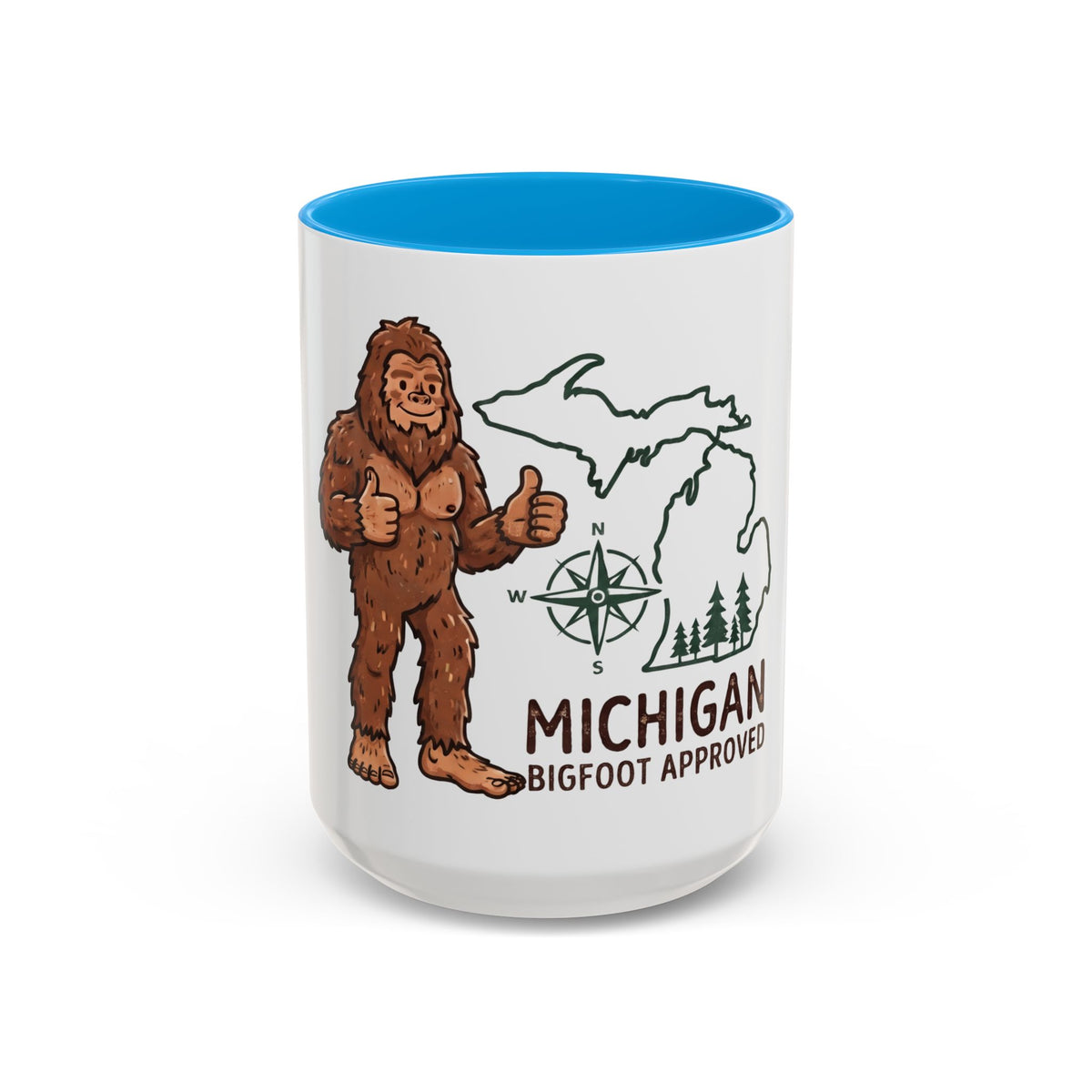 Michigan Bigfoot Approved Coffee Mug — Colorful 11oz/15oz Travel & Camping Gift
