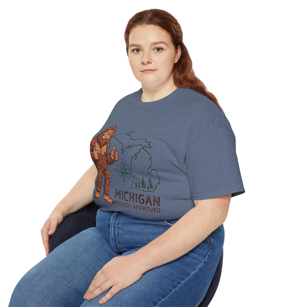 Michigan Bigfoot Approved T-Shirt — Vintage Sasquatch Thumb Up Tee