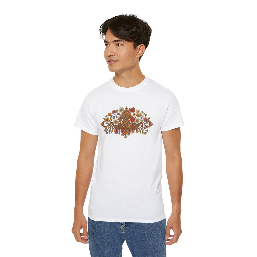 Retro Floral Tee — Vintage Brown Flower Bouquet Graphic