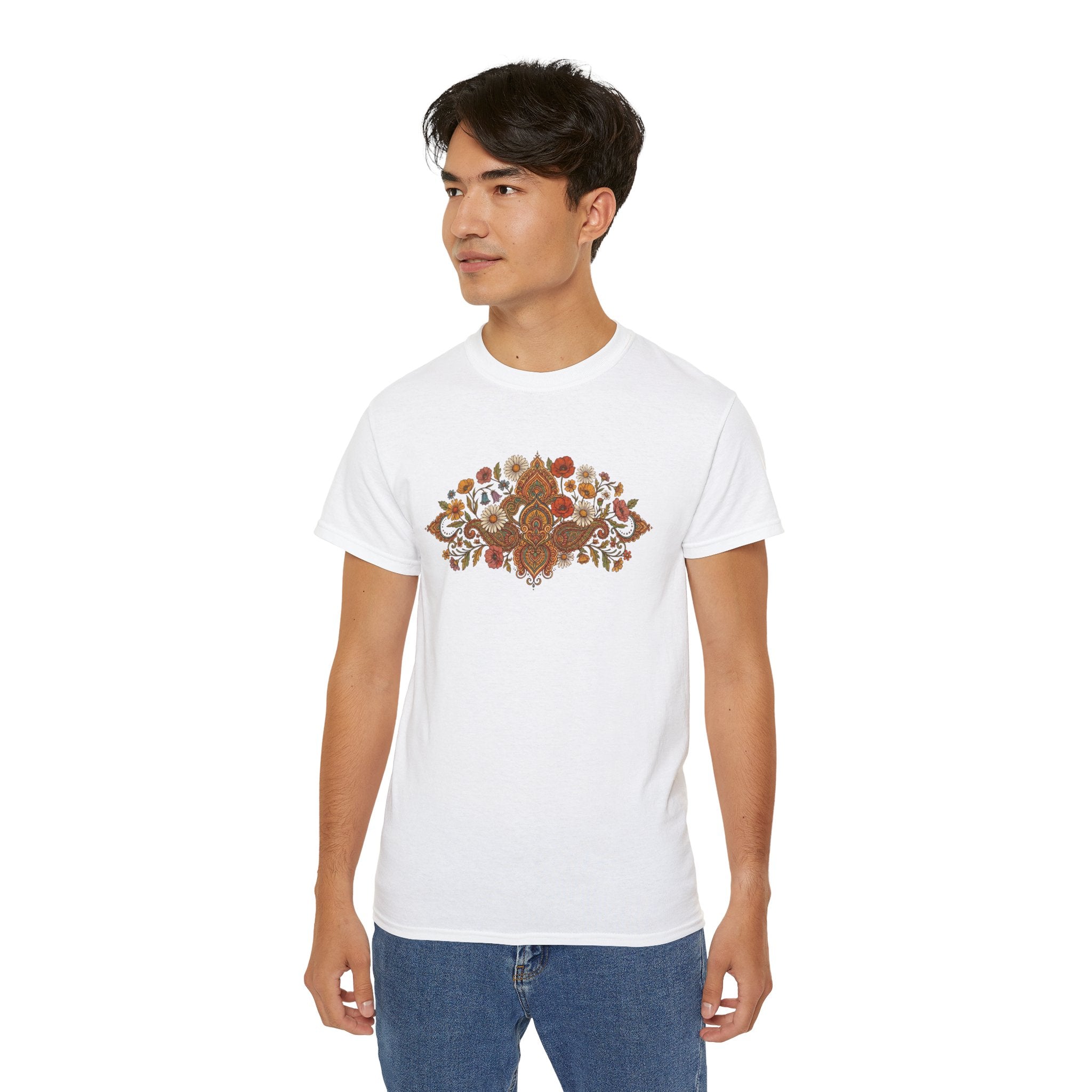 Retro Floral Tee — Vintage Brown Flower Bouquet Graphic
