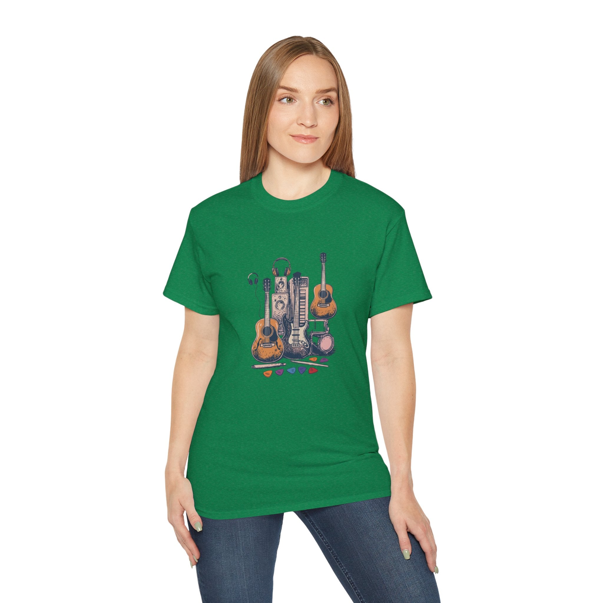 Acoustic Instrument Tee — Guitar, Ukulele & Headphones Graphic T-Shirt