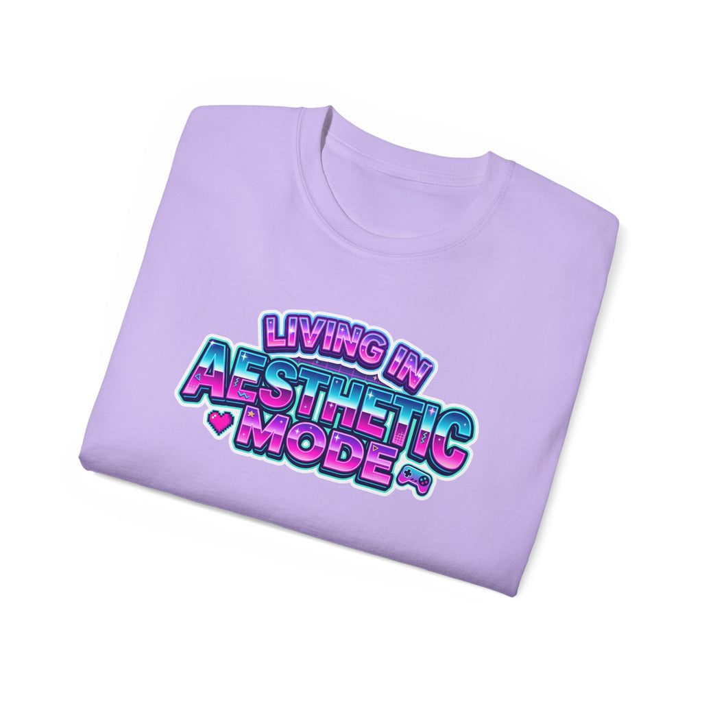 "Living in Aesthetic Mode" Retro Vaporwave Graphic Tee