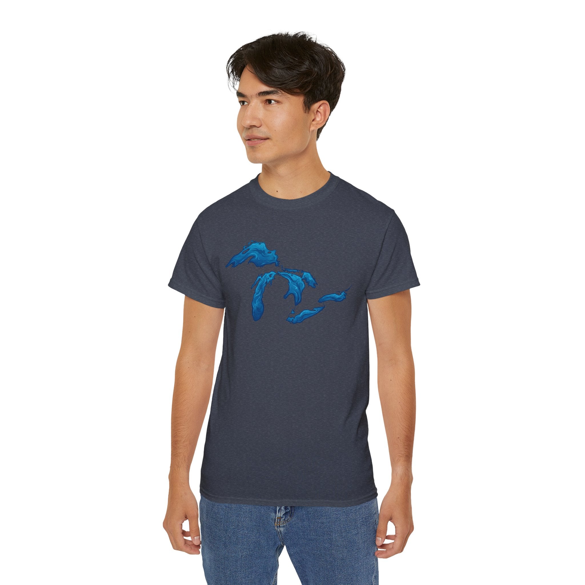 Great Lakes Map T-Shirt — Stylized Blue Lakes Tee