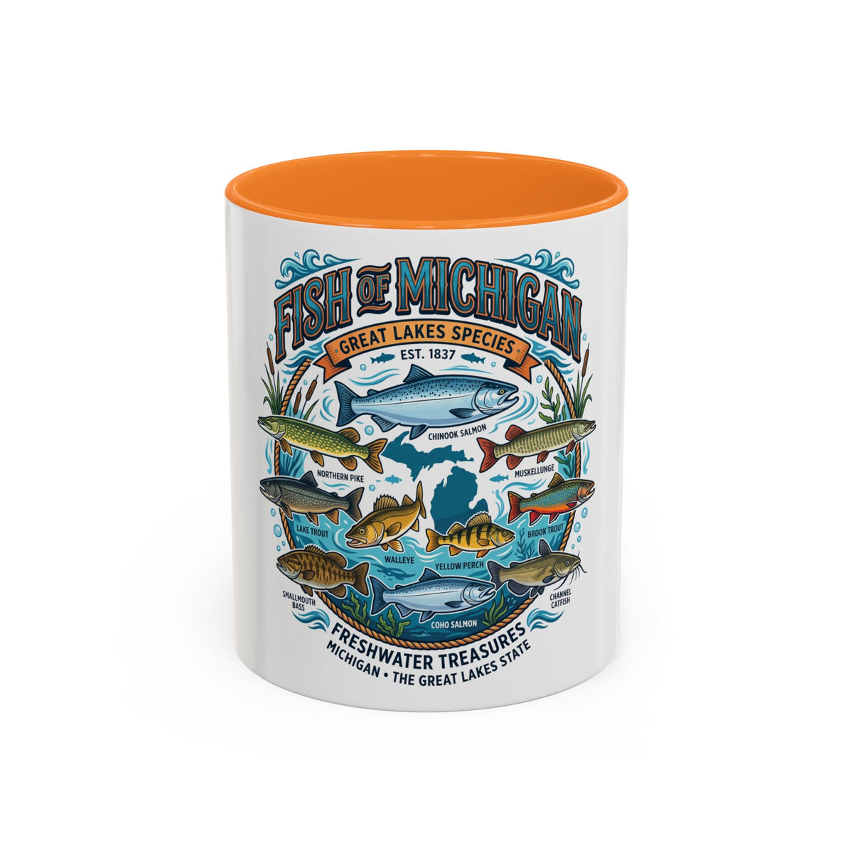 Fish of Michigan Mug — Great Lakes Freshwater Fish Illustration (11oz & 15oz)