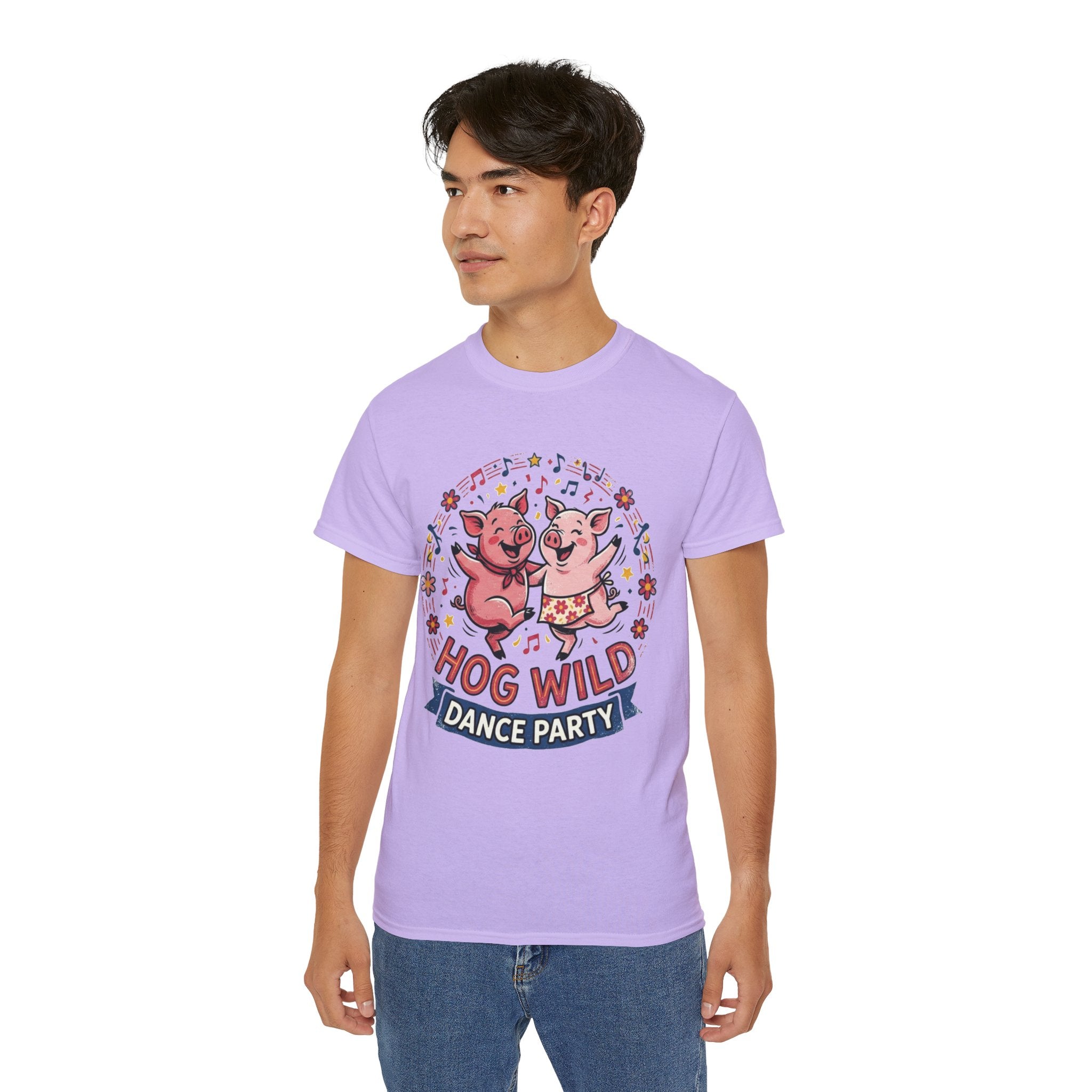 Hog Wild Dance Party Tee — Cute Dancing Pigs Graphic T-Shirt