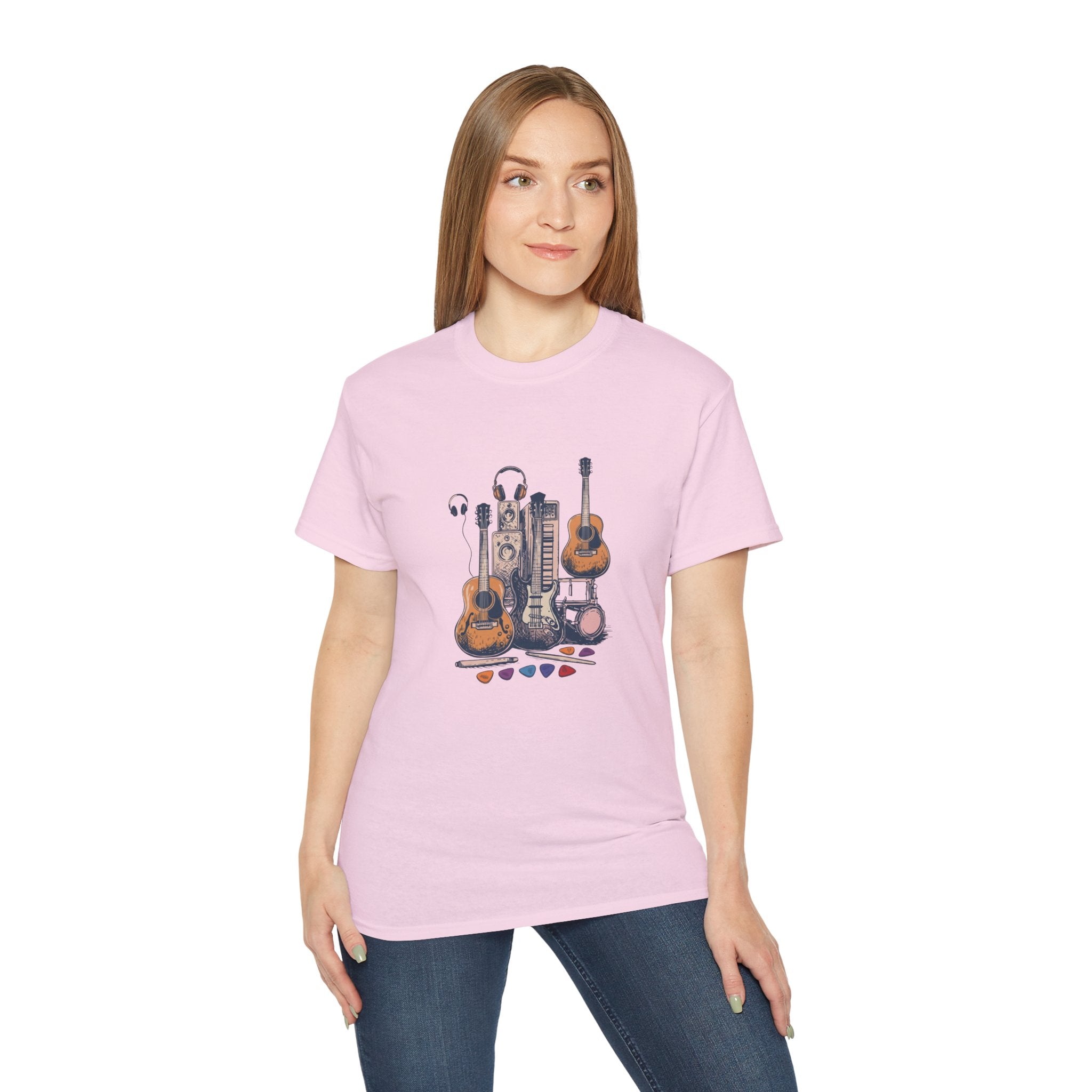 Acoustic Instrument Tee — Guitar, Ukulele & Headphones Graphic T-Shirt