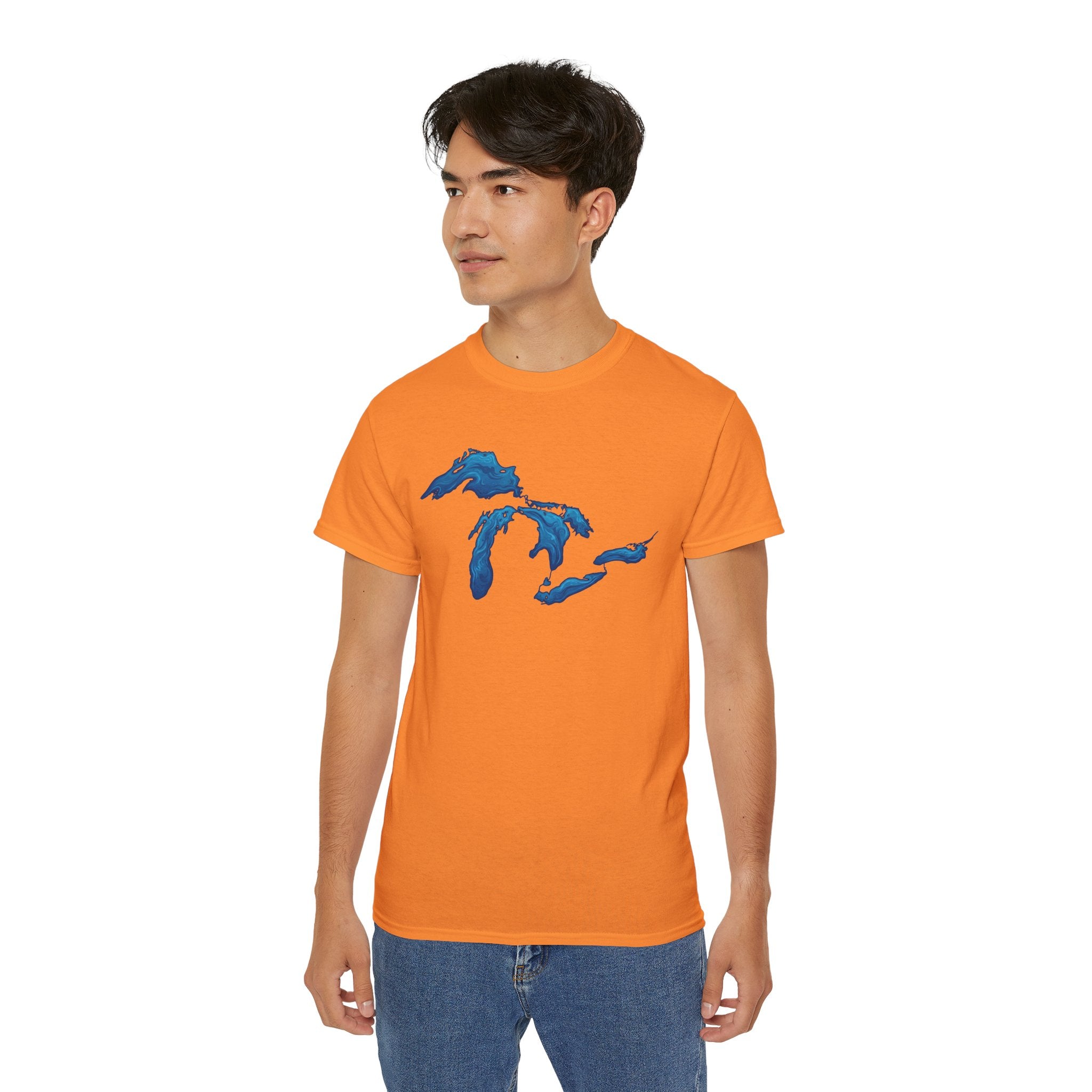 Great Lakes Map T-Shirt — Stylized Blue Lakes Tee