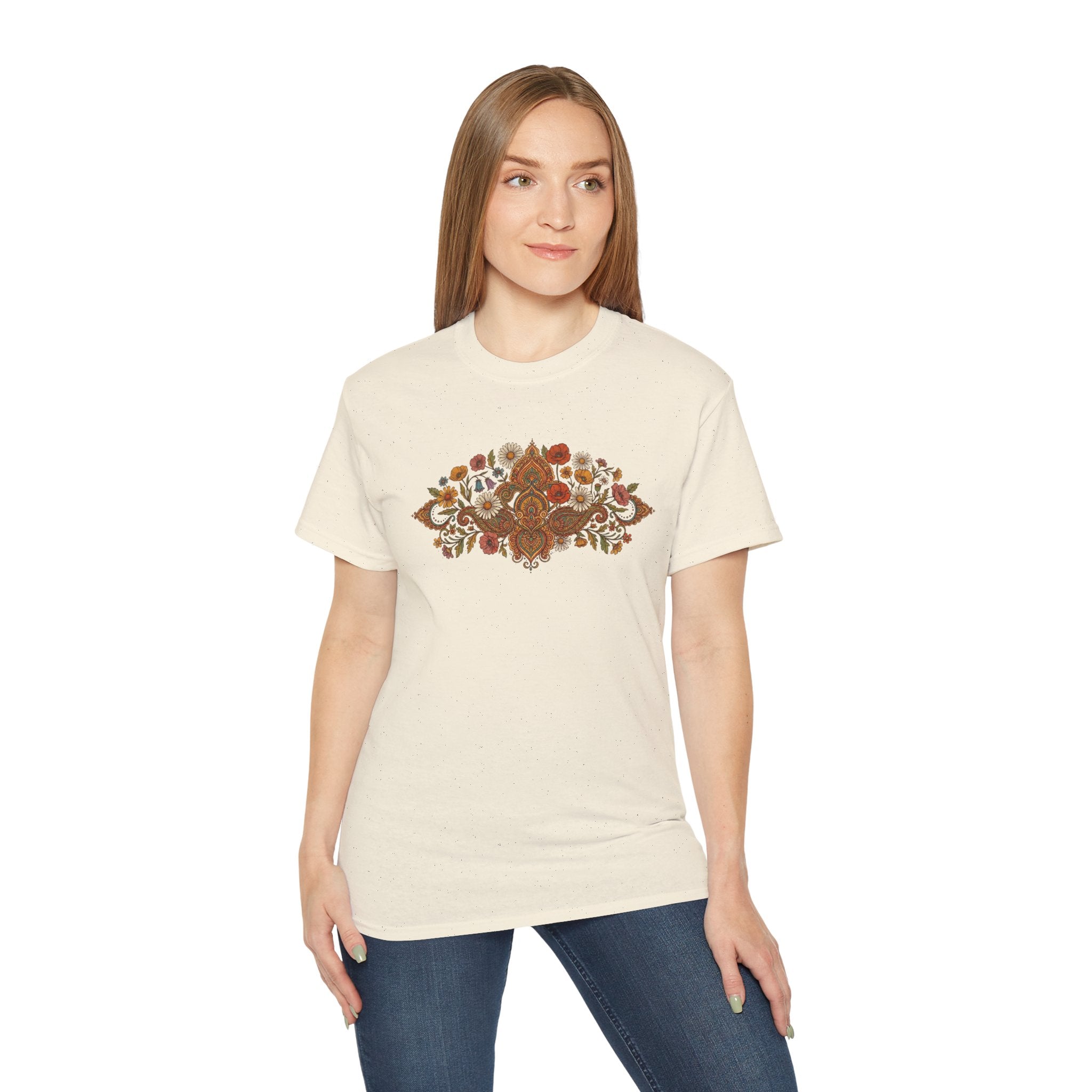 Retro Floral Tee — Vintage Brown Flower Bouquet Graphic