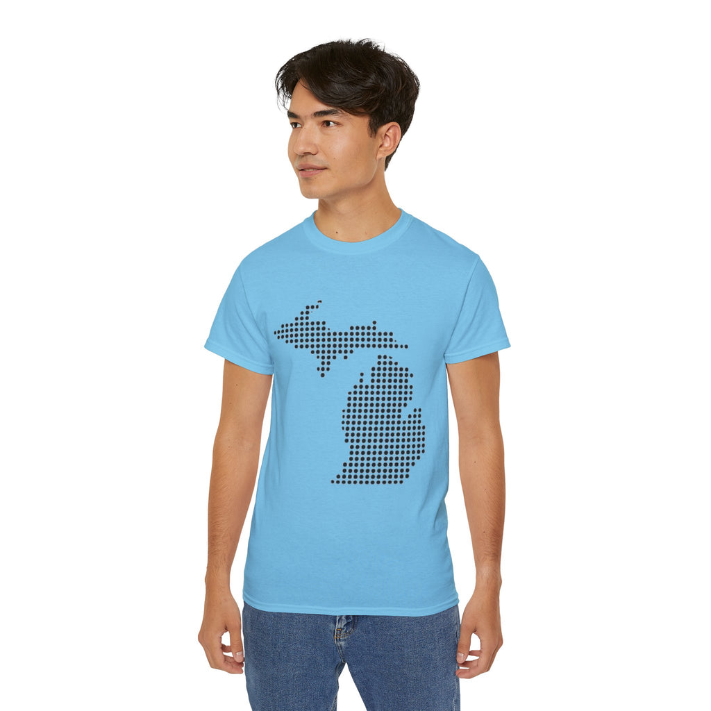 Michigan Dot Map T-Shirt — Minimal State Map Tee for Michiganders