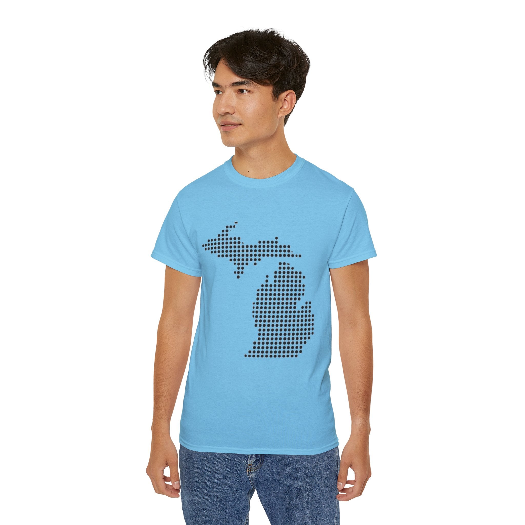 Michigan Dot Map T-Shirt — Minimal State Map Tee for Michiganders