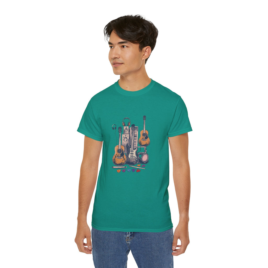 Acoustic Instrument Tee — Guitar, Ukulele & Headphones Graphic T-Shirt