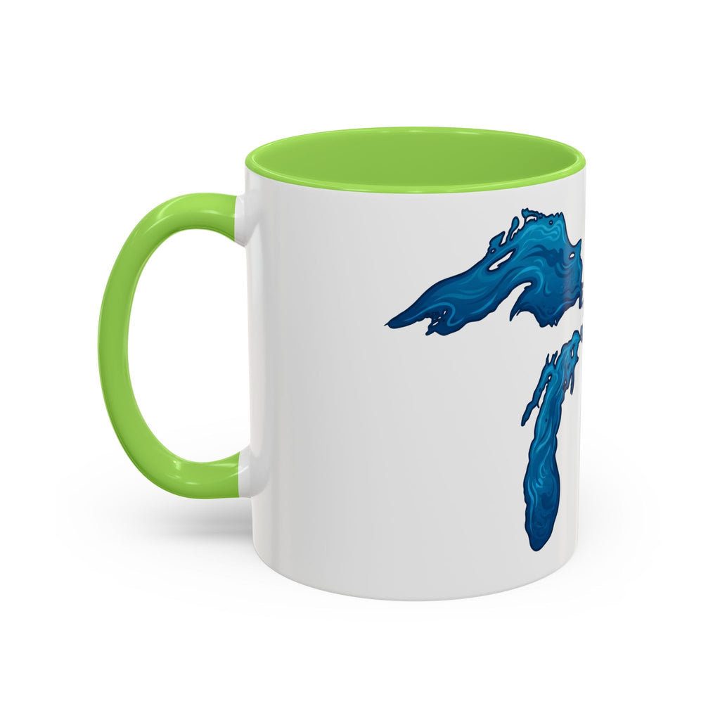 Great Lakes Blue Map Mug — Artistic Lake Michigan & Superior Coffee Cup (11oz/15oz)