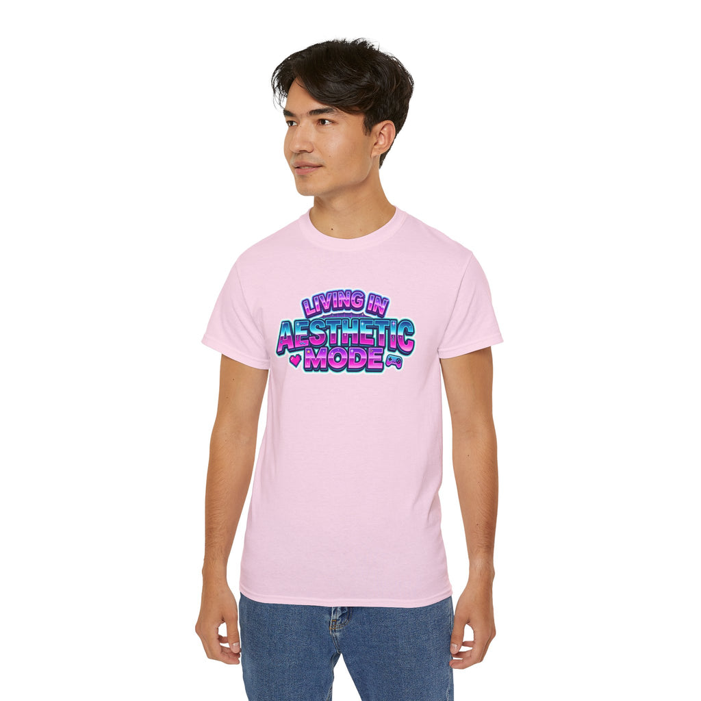 "Living in Aesthetic Mode" Retro Vaporwave Graphic Tee
