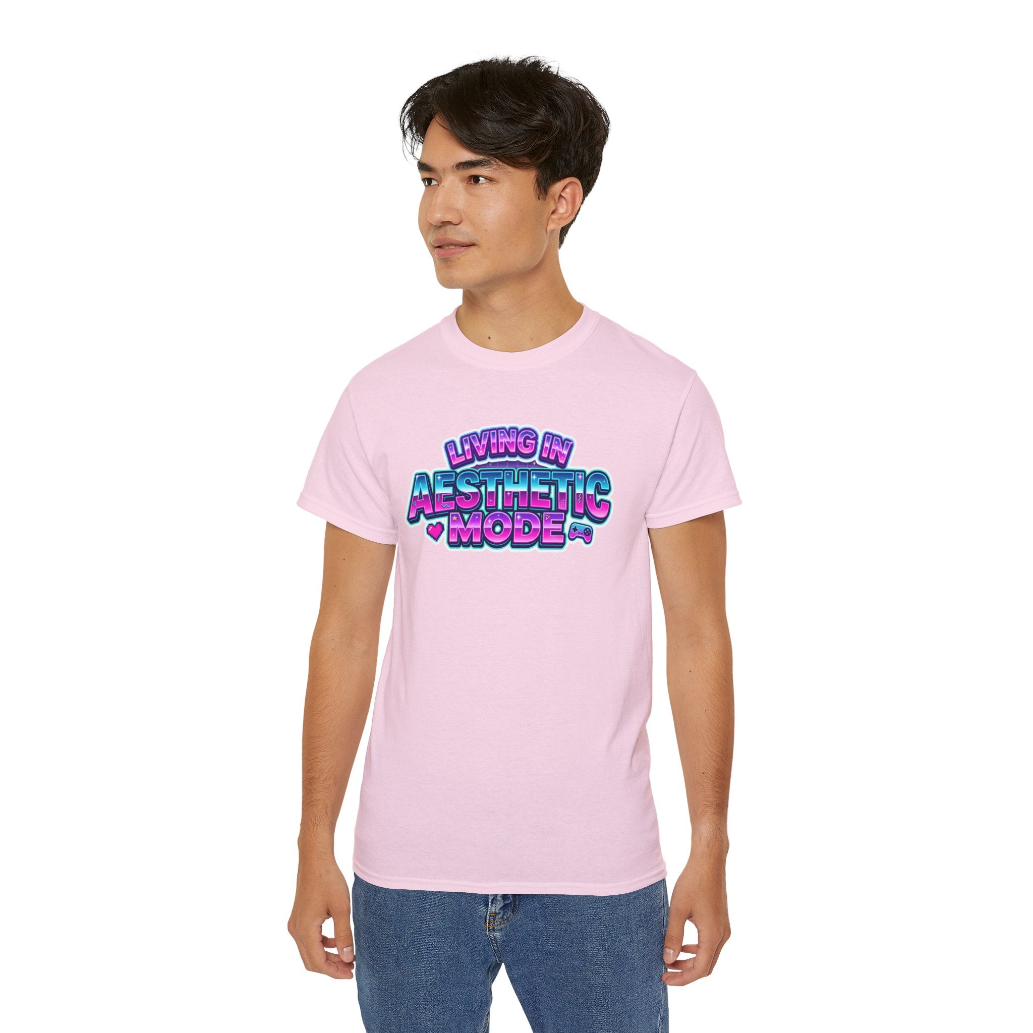 "Living in Aesthetic Mode" Retro Vaporwave Graphic Tee