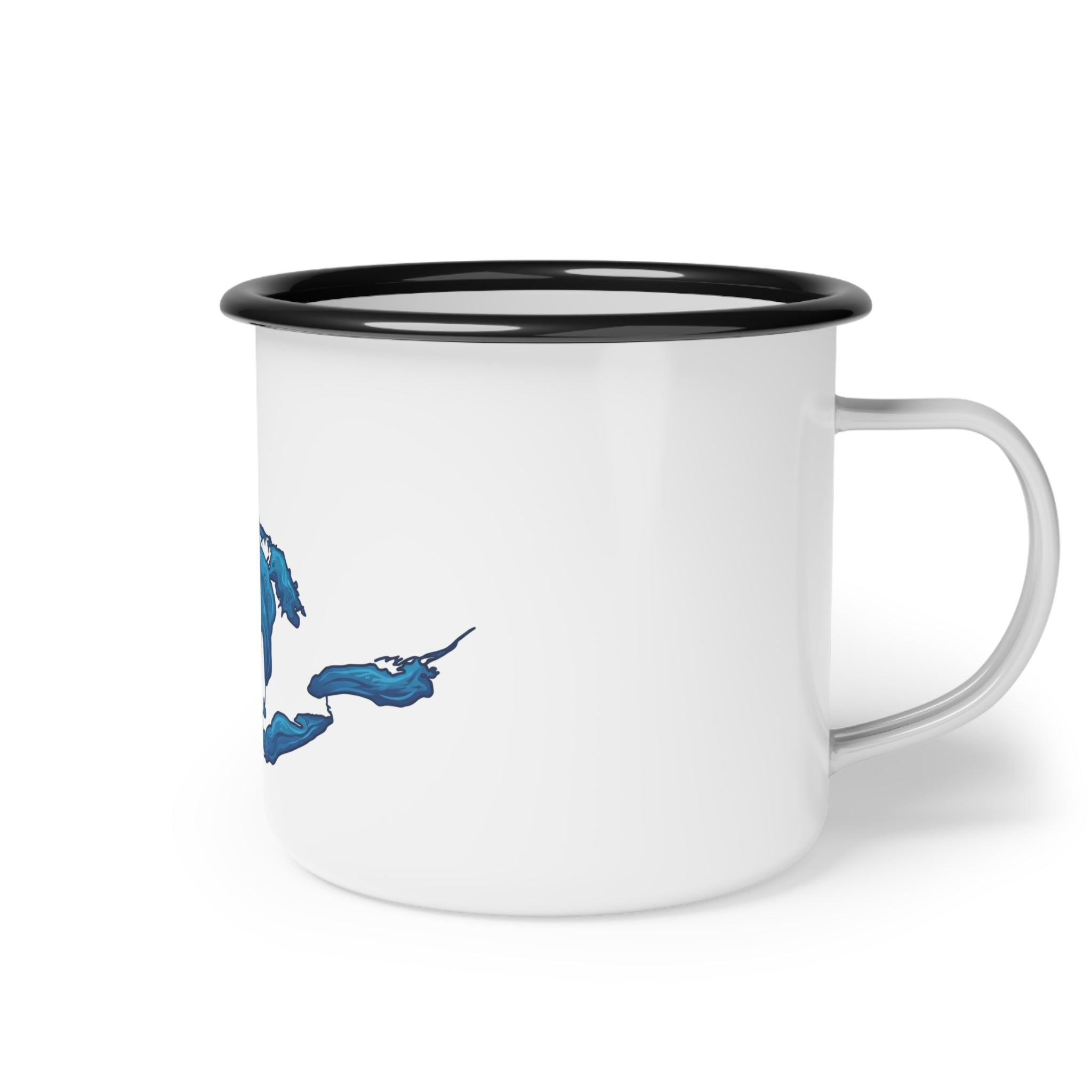 Camper Mug — Blue Great Lakes Map Enamel Camp Cup