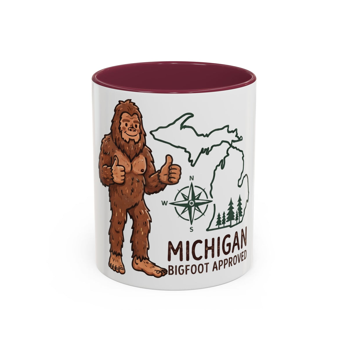 Michigan Bigfoot Approved Coffee Mug — Colorful 11oz/15oz Travel & Camping Gift