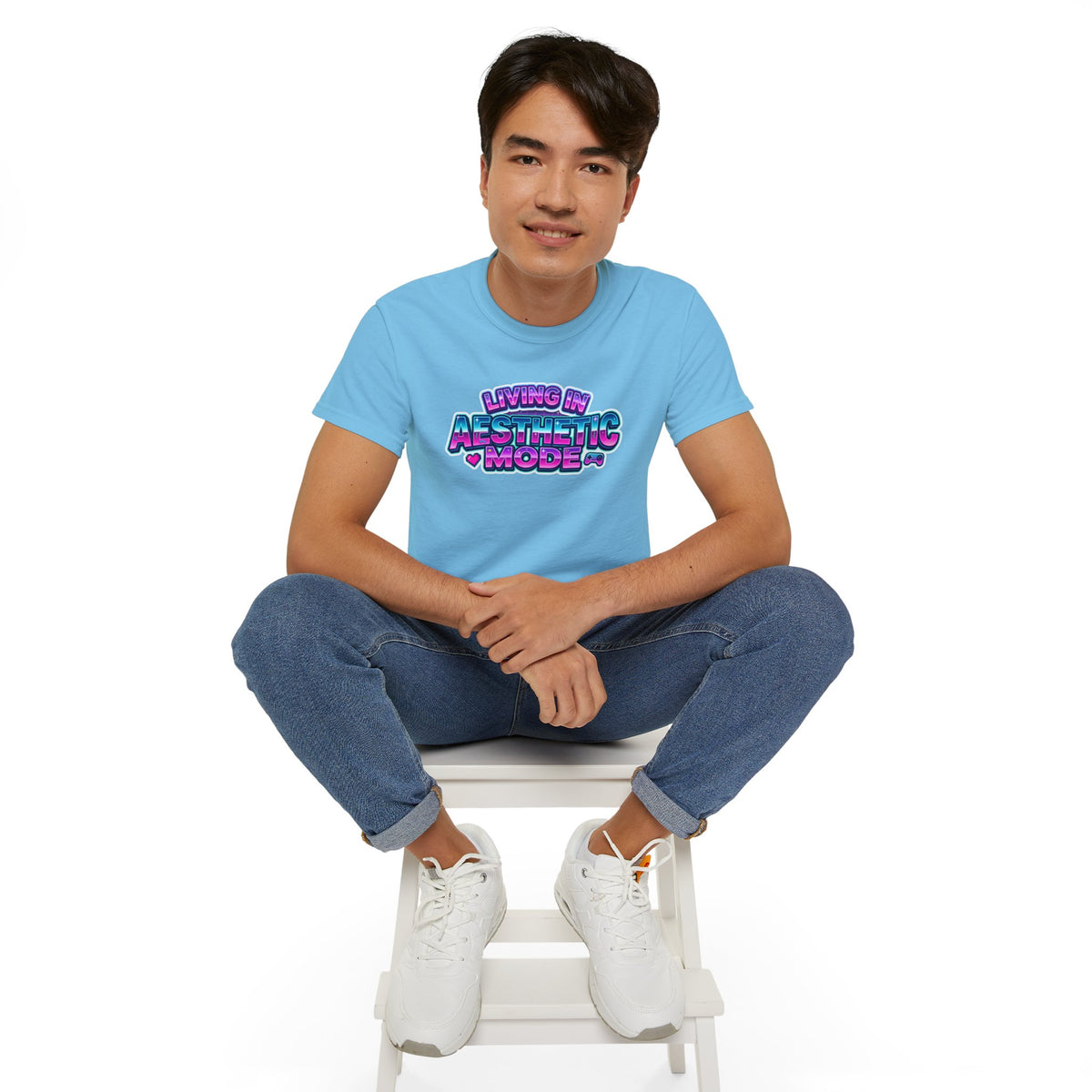"Living in Aesthetic Mode" Retro Vaporwave Graphic Tee