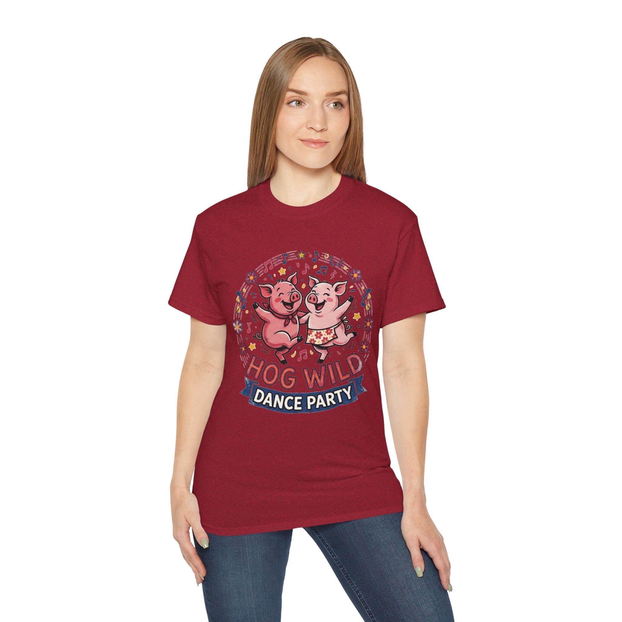 Hog Wild Dance Party Tee — Cute Dancing Pigs Graphic T-Shirt