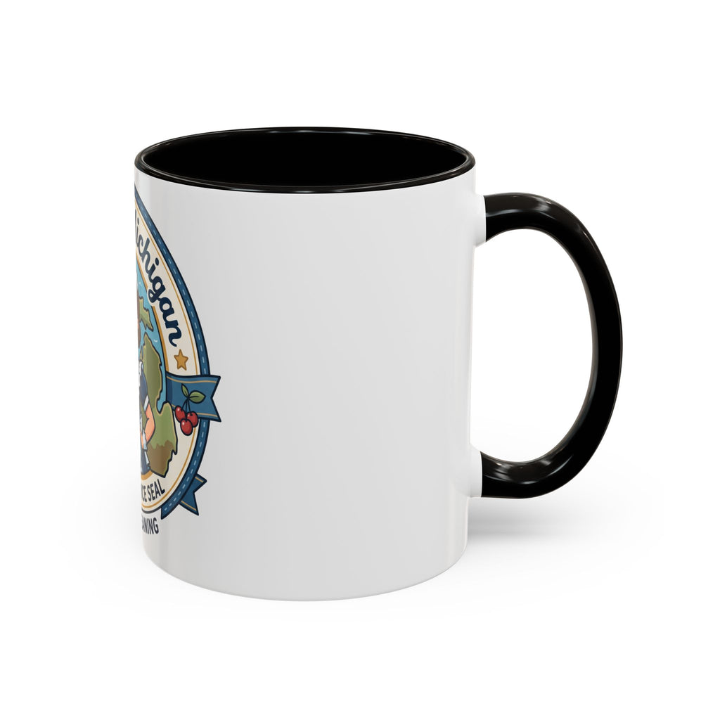 Maid in Michigan Coffee Mug — Retro Housekeeper Logo (11oz/15oz)