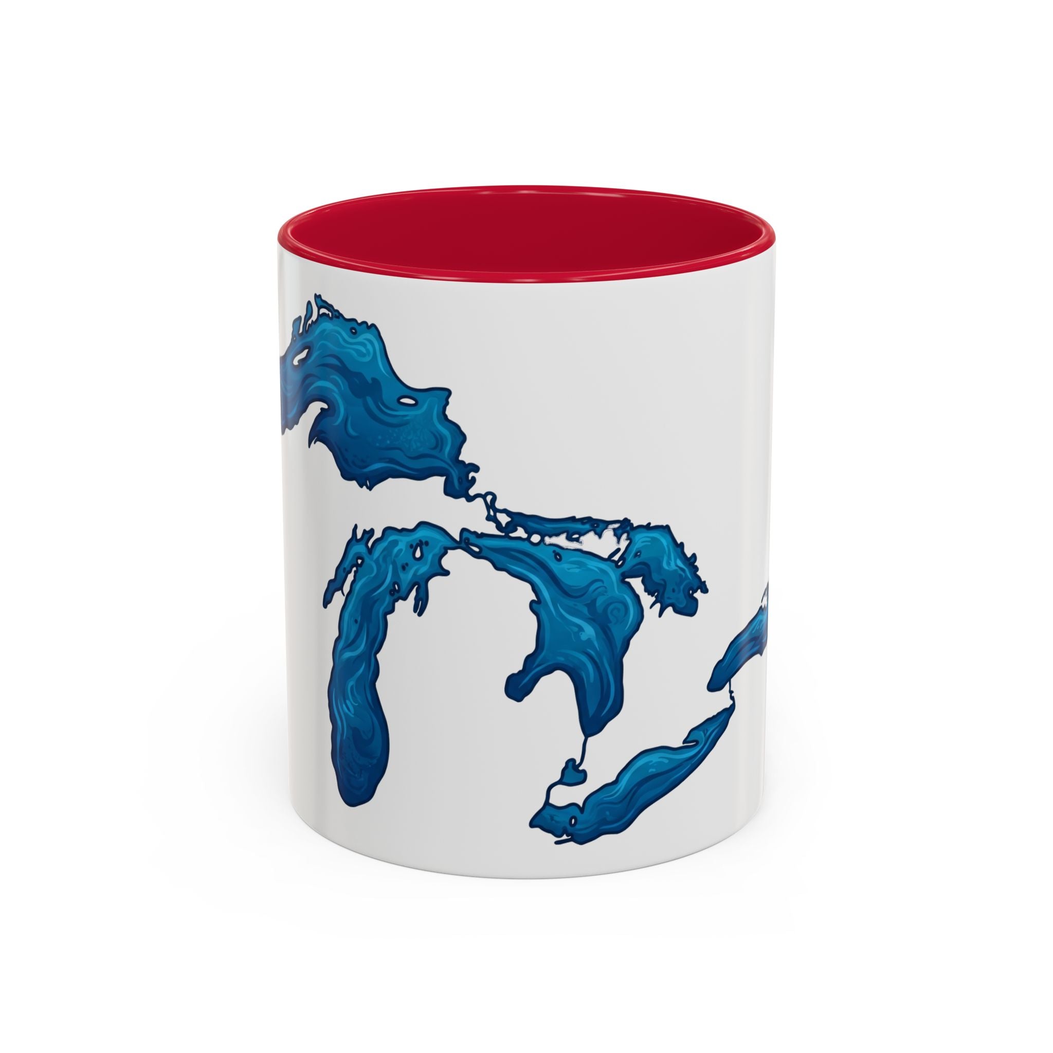 Great Lakes Blue Map Mug — Artistic Lake Michigan & Superior Coffee Cup (11oz/15oz)