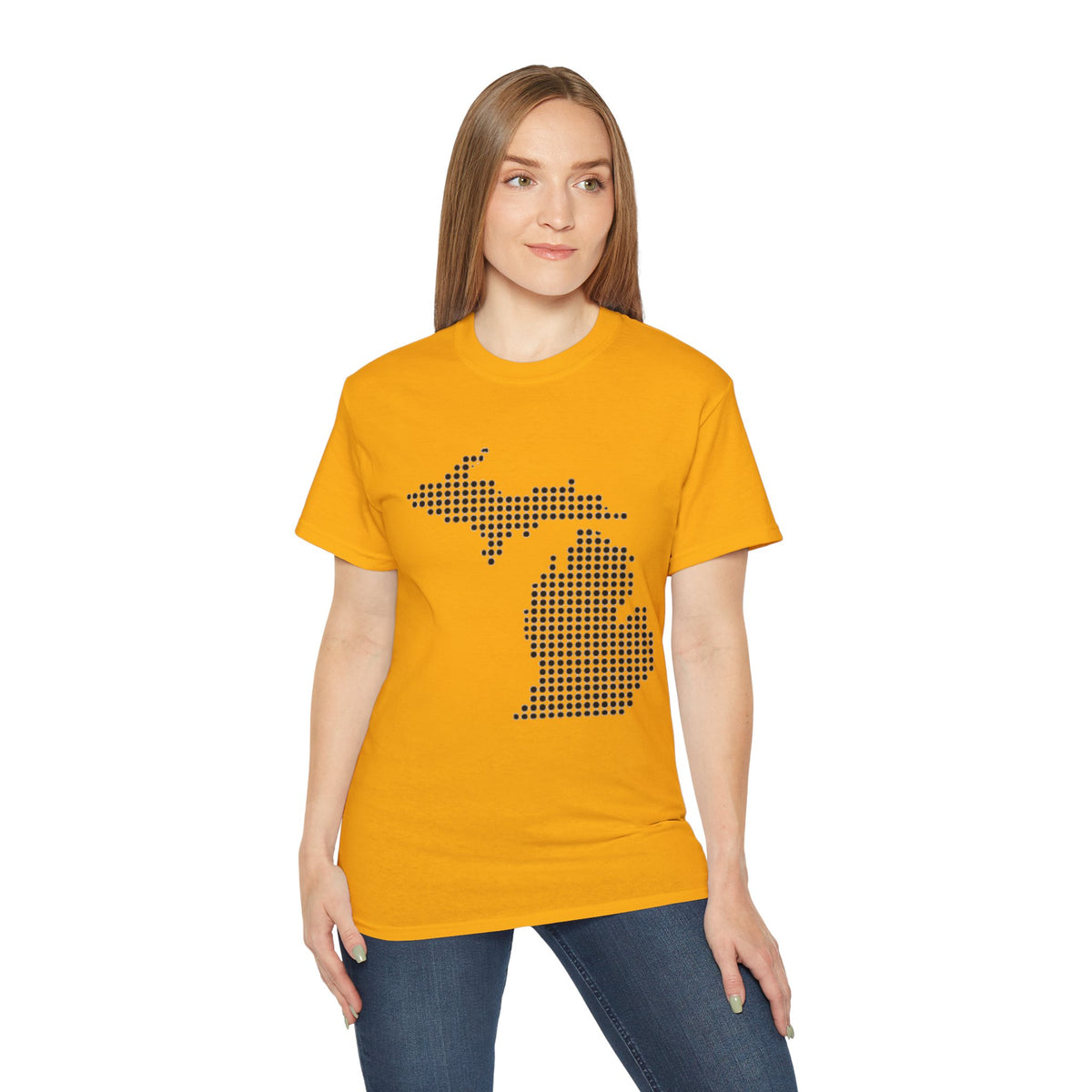 Michigan Dot Map T-Shirt — Minimal State Map Tee for Michiganders