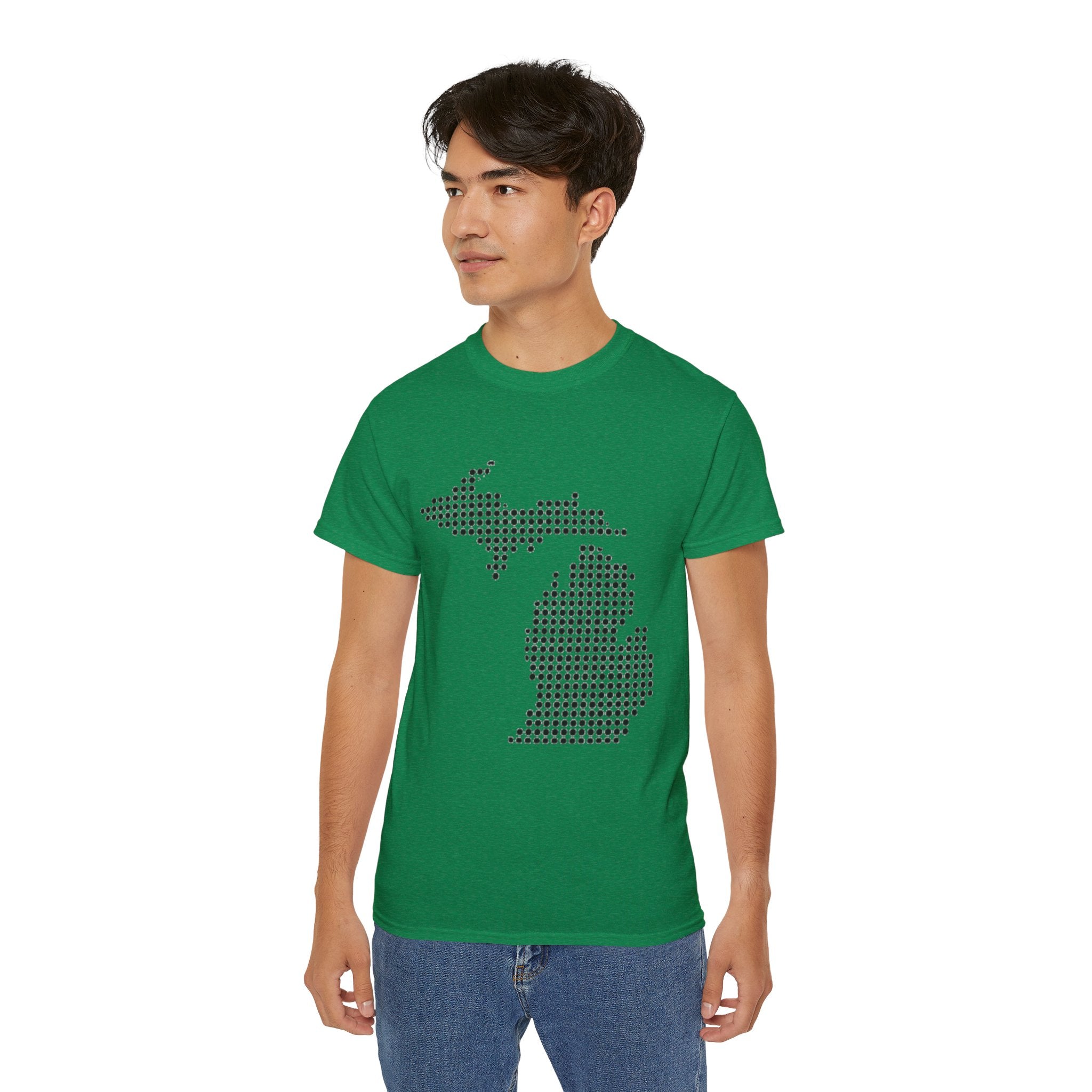 Michigan Dot Map T-Shirt — Minimal State Map Tee for Michiganders