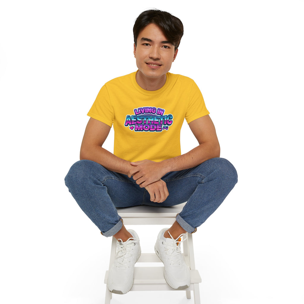 "Living in Aesthetic Mode" Retro Vaporwave Graphic Tee