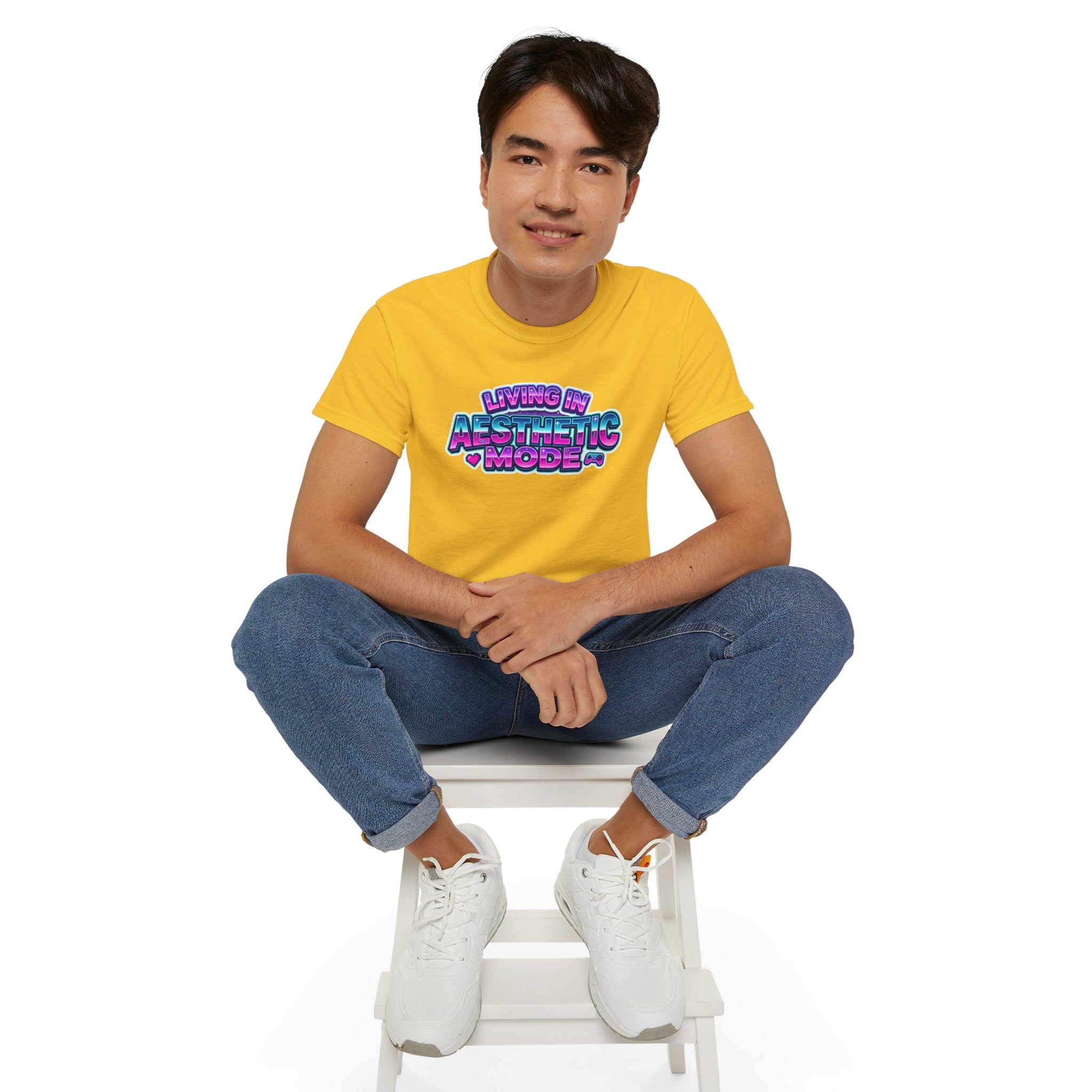 "Living in Aesthetic Mode" Retro Vaporwave Graphic Tee