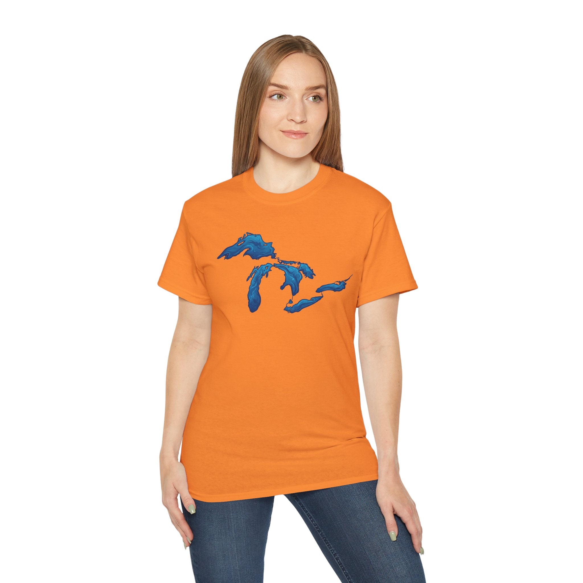 Great Lakes Map T-Shirt — Stylized Blue Lakes Tee
