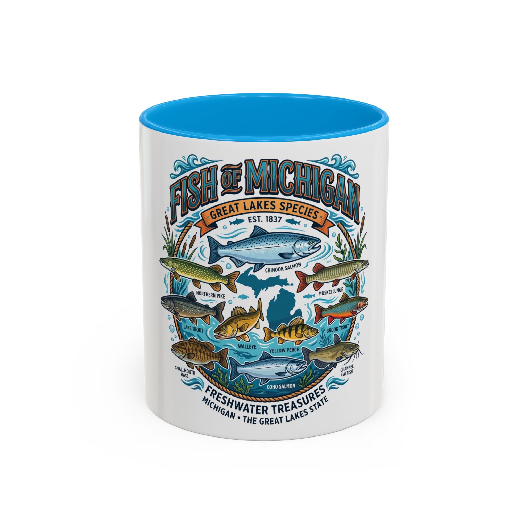 Fish of Michigan Mug — Great Lakes Freshwater Fish Illustration (11oz & 15oz)
